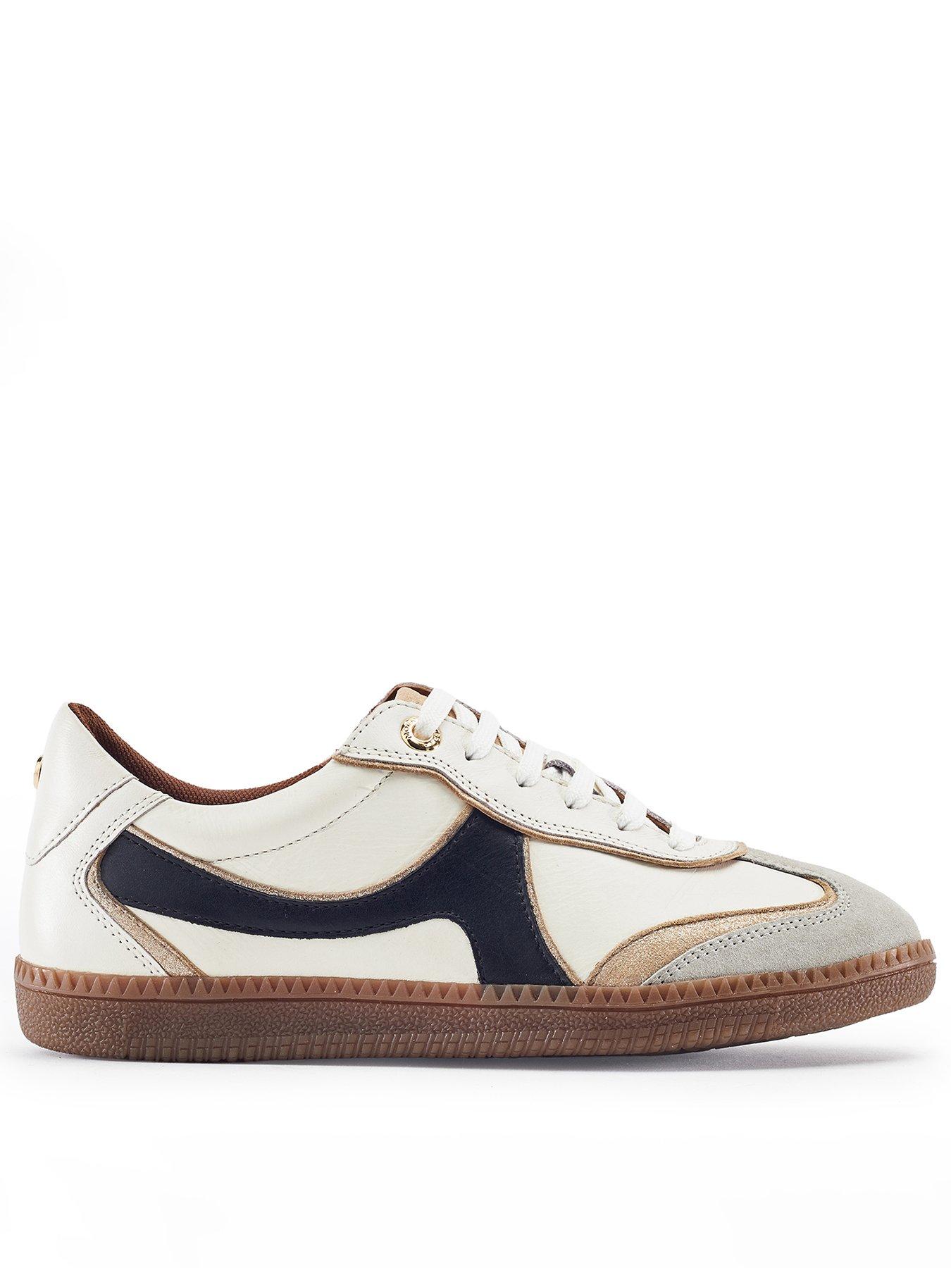 Moda In Pelle Brioni Off White Leather Multi Panel Gum Sole Trainer