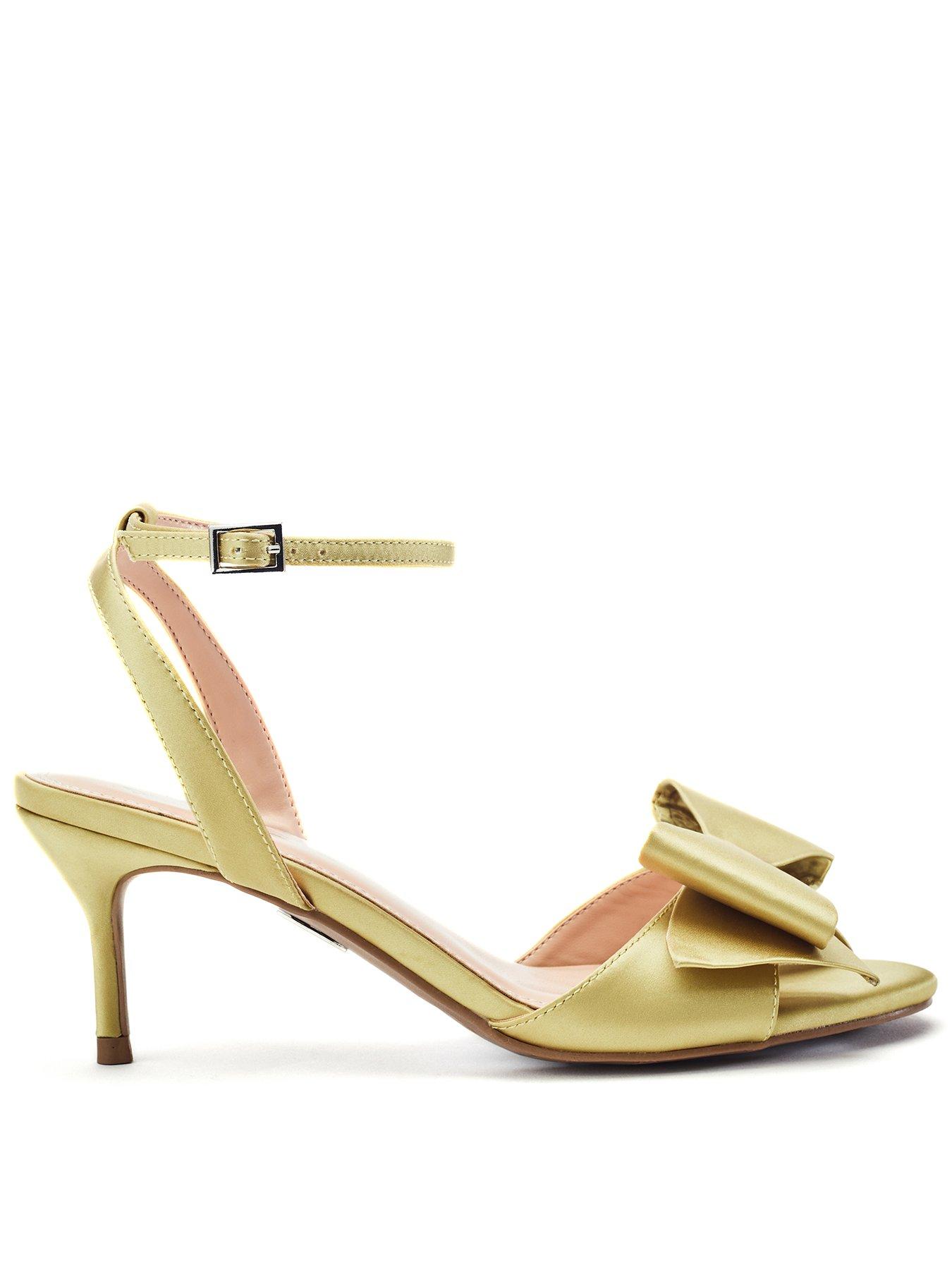Image 1 of 3 of Moda In Pelle Lotty Lime Green Satin Low Sandal With Large Bow Trim - Green