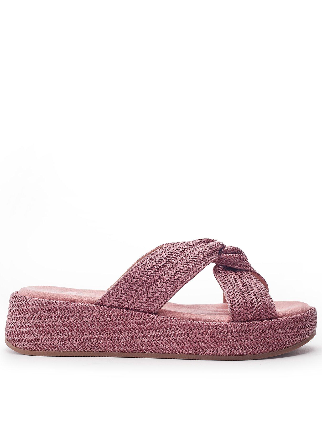 Image 1 of 2 of Moda In Pelle Keeli&nbsp;Textile Twist Feature Platform Sandal - Pink