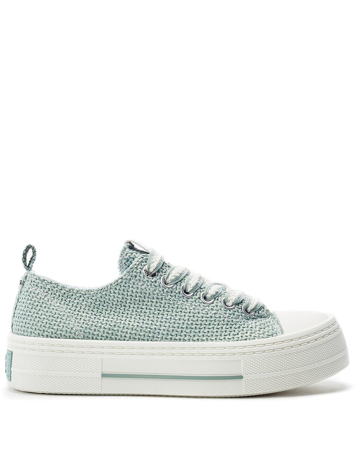 Image 1 of 4 of Moda In Pelle Betta Mint Raffia Woven Upper Chunky Trainer
