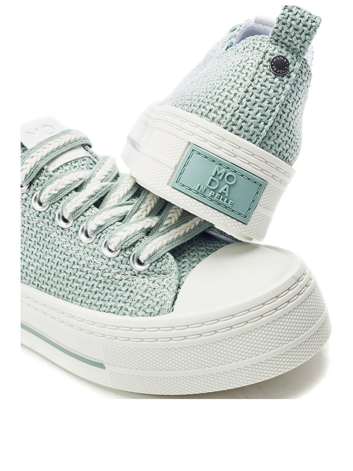 Image 3 of 4 of Moda In Pelle Betta Mint Raffia Woven Upper Chunky Trainer