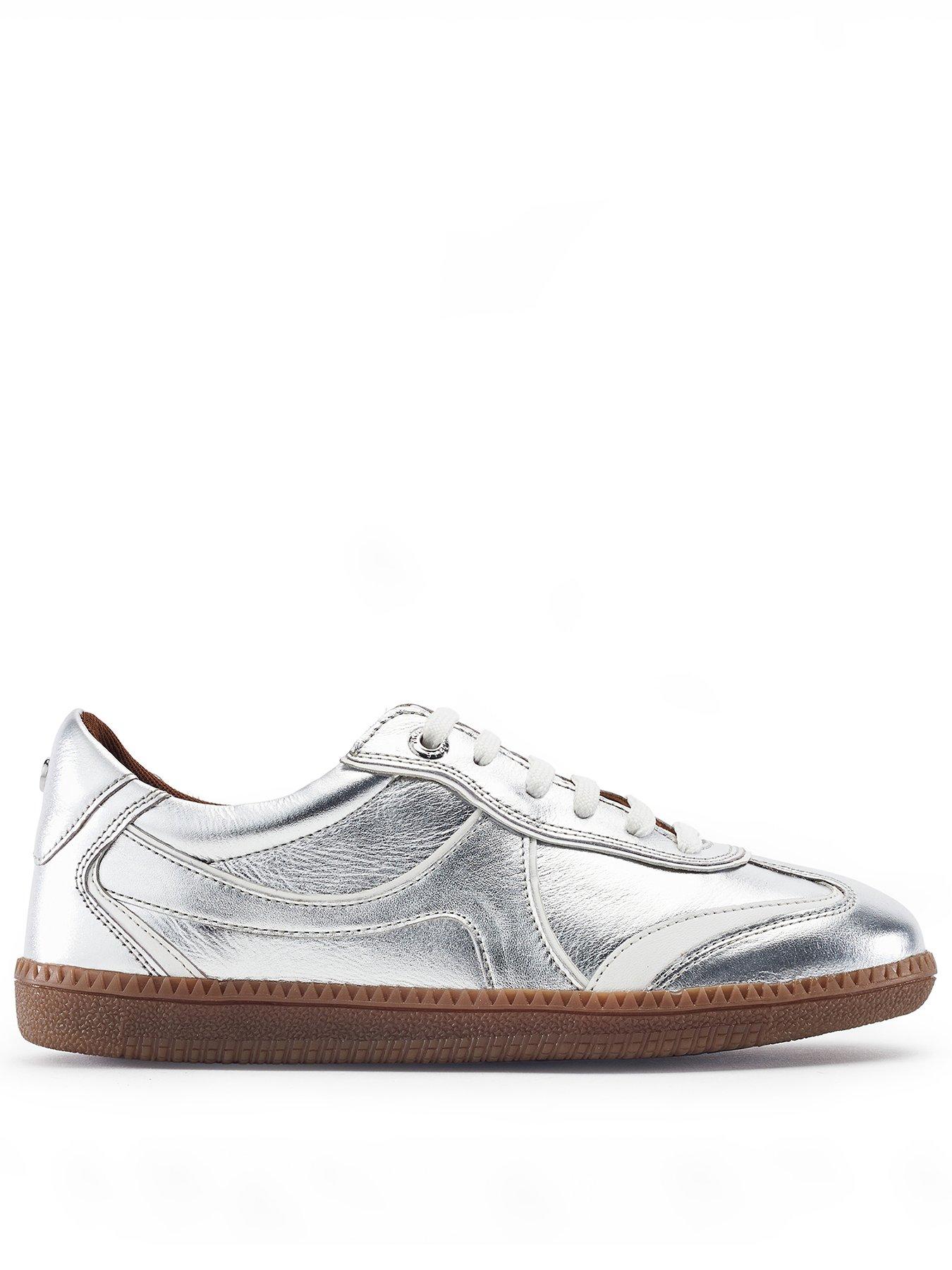 Image 1 of 4 of Moda In Pelle Brioni Silver Leather Multi Panel Gum Sole Trainer