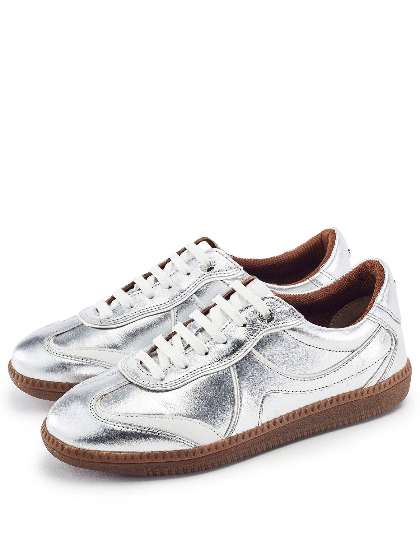 Image 2 of 4 of Moda In Pelle Brioni Silver Leather Multi Panel Gum Sole Trainer