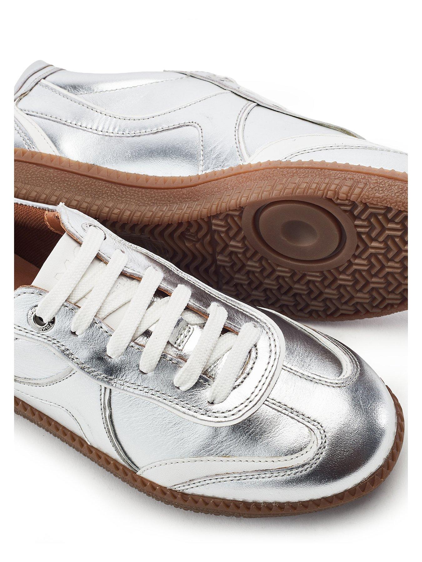 Image 3 of 4 of Moda In Pelle Brioni Silver Leather Multi Panel Gum Sole Trainer