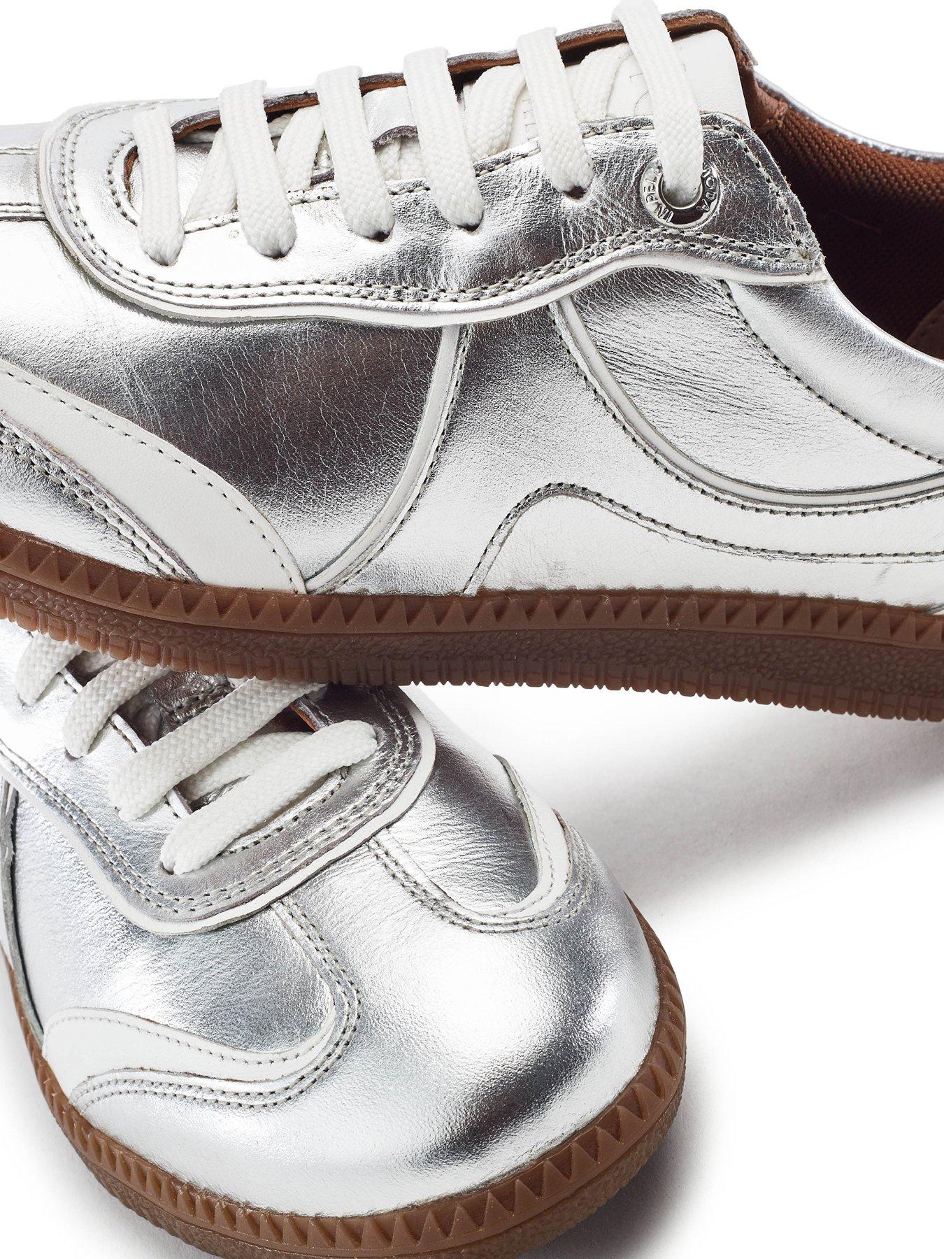 Image 4 of 4 of Moda In Pelle Brioni Silver Leather Multi Panel Gum Sole Trainer