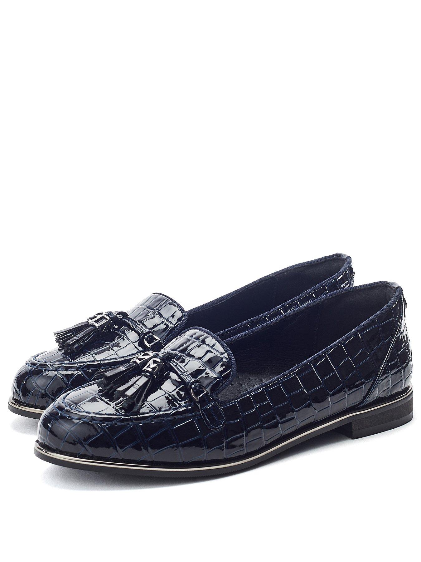 Image 2 of 4 of Moda In Pelle Erinn Navy Patent Mocc Croc Flat Tassel Loafer - Navy