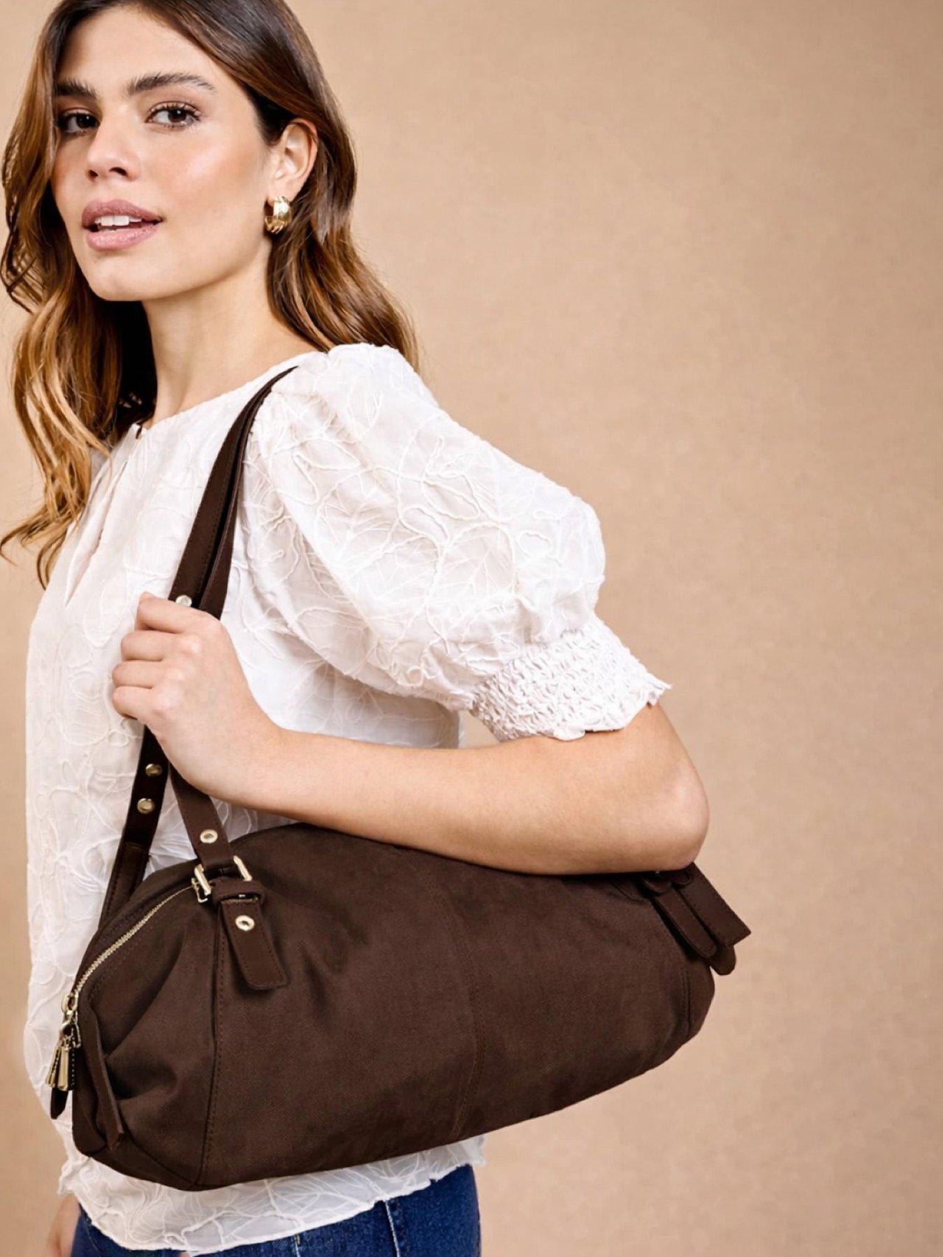 front image of little-mistress-choc-slouch-bag