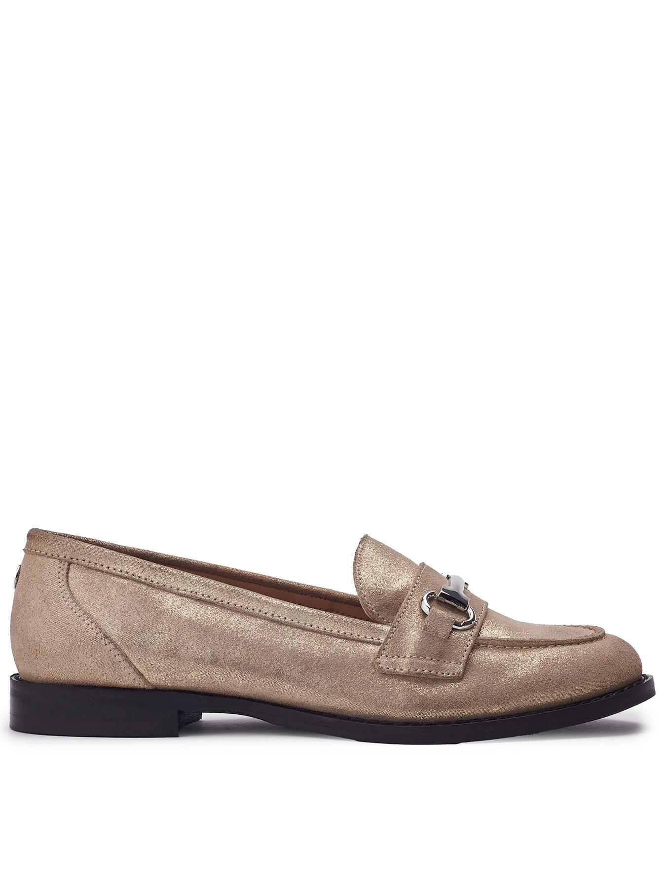 Moda In Pelle Elarra Champagne Leather Flat Snaffle Trime Loafer
