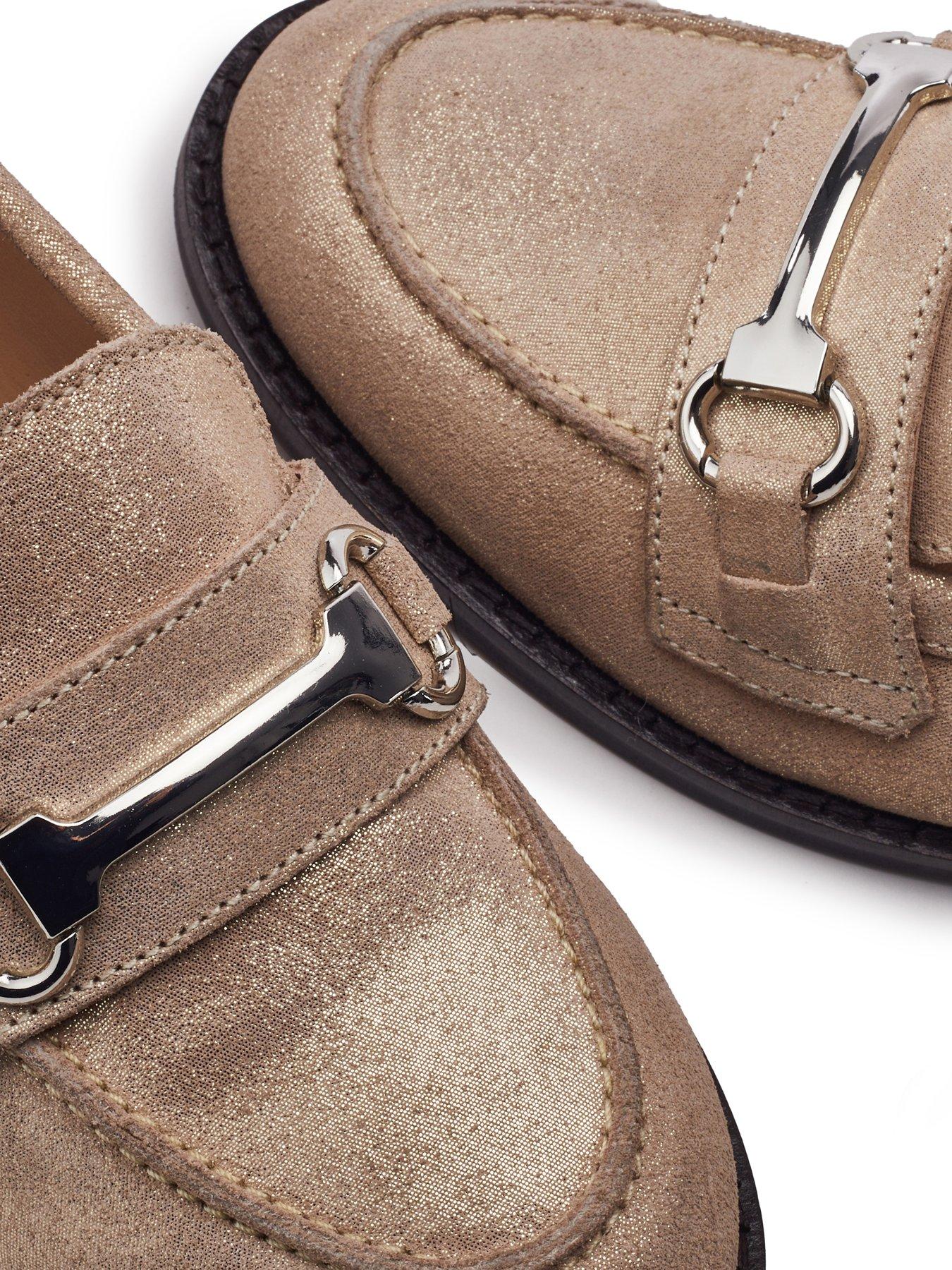Image 3 of 3 of Moda In Pelle Elarra Champagne Leather Flat Snaffle Trime Loafer