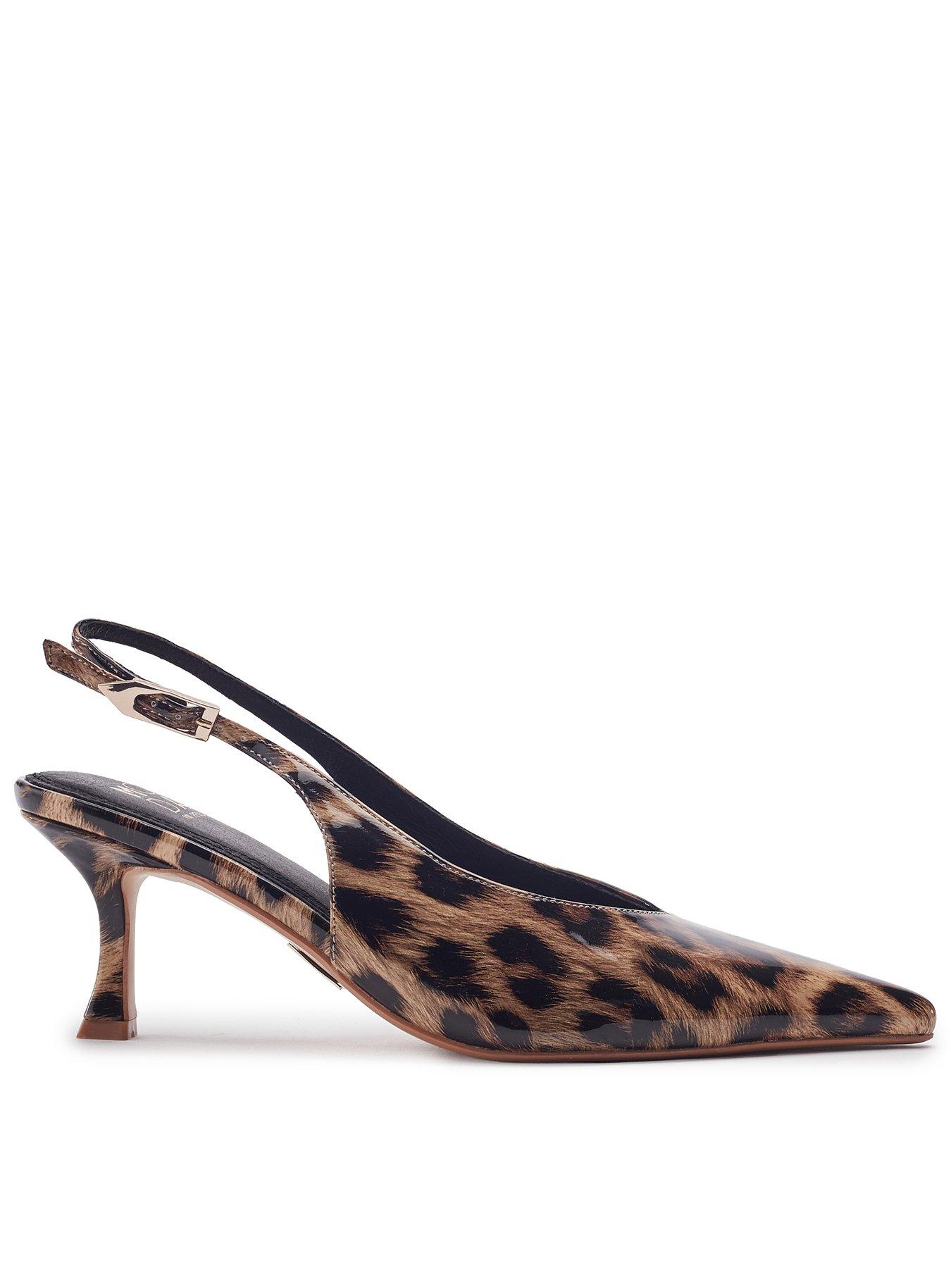 Moda In Pelle Gallia Leopard Patent Pointed Toe Slingback