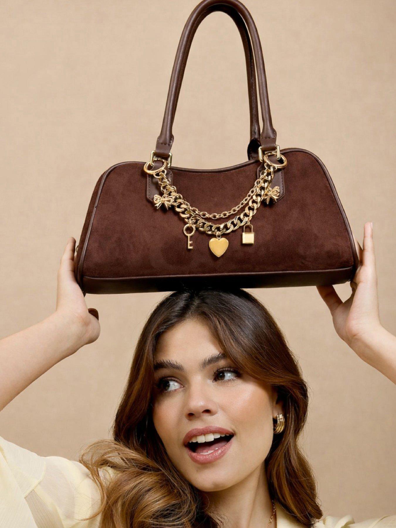 front image of little-mistress-choc-chain-charm-bag