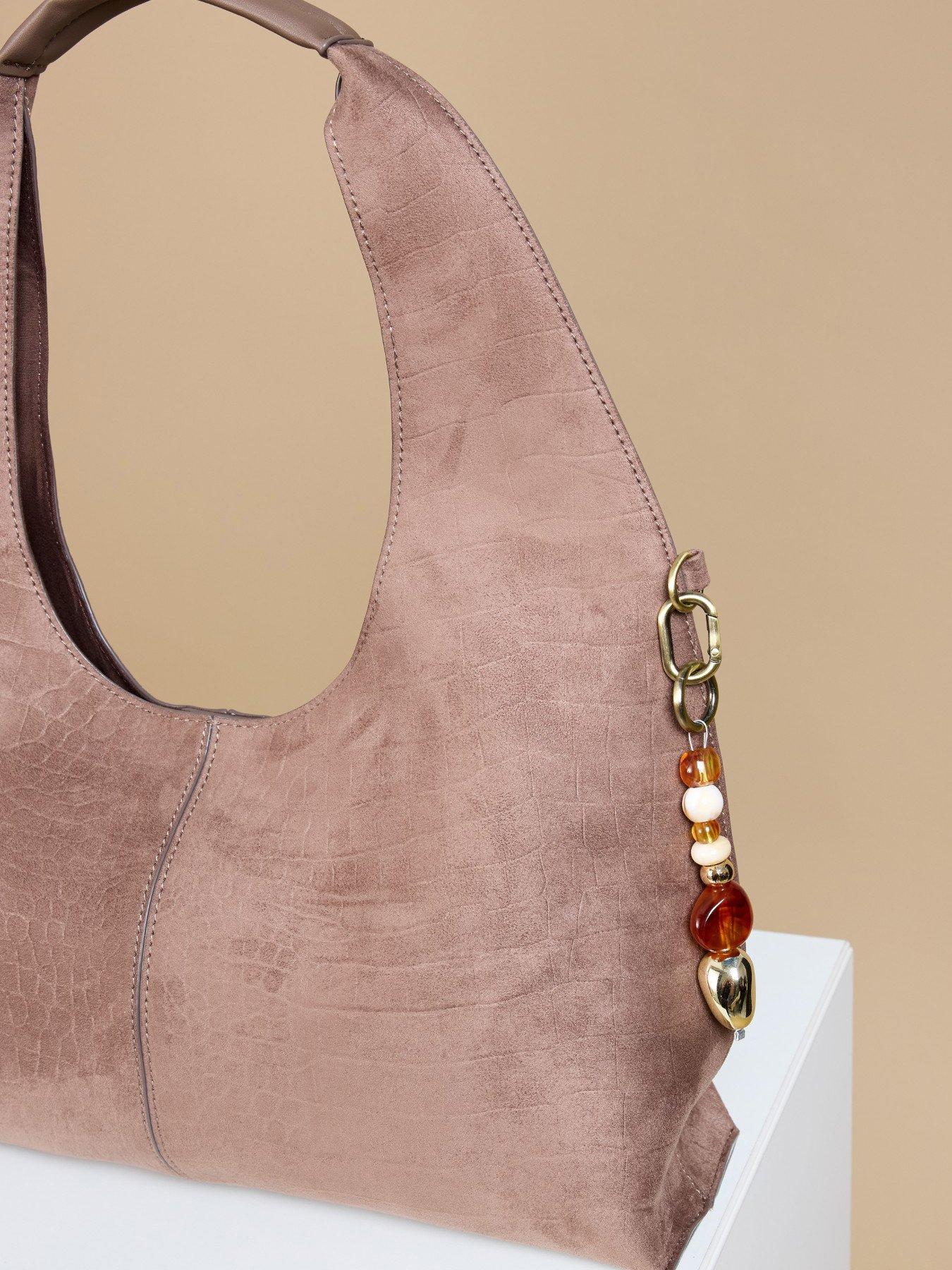 Image 3 of 3 of Little Mistress Mocha Croc Emboss Shoulder Bag - Brown