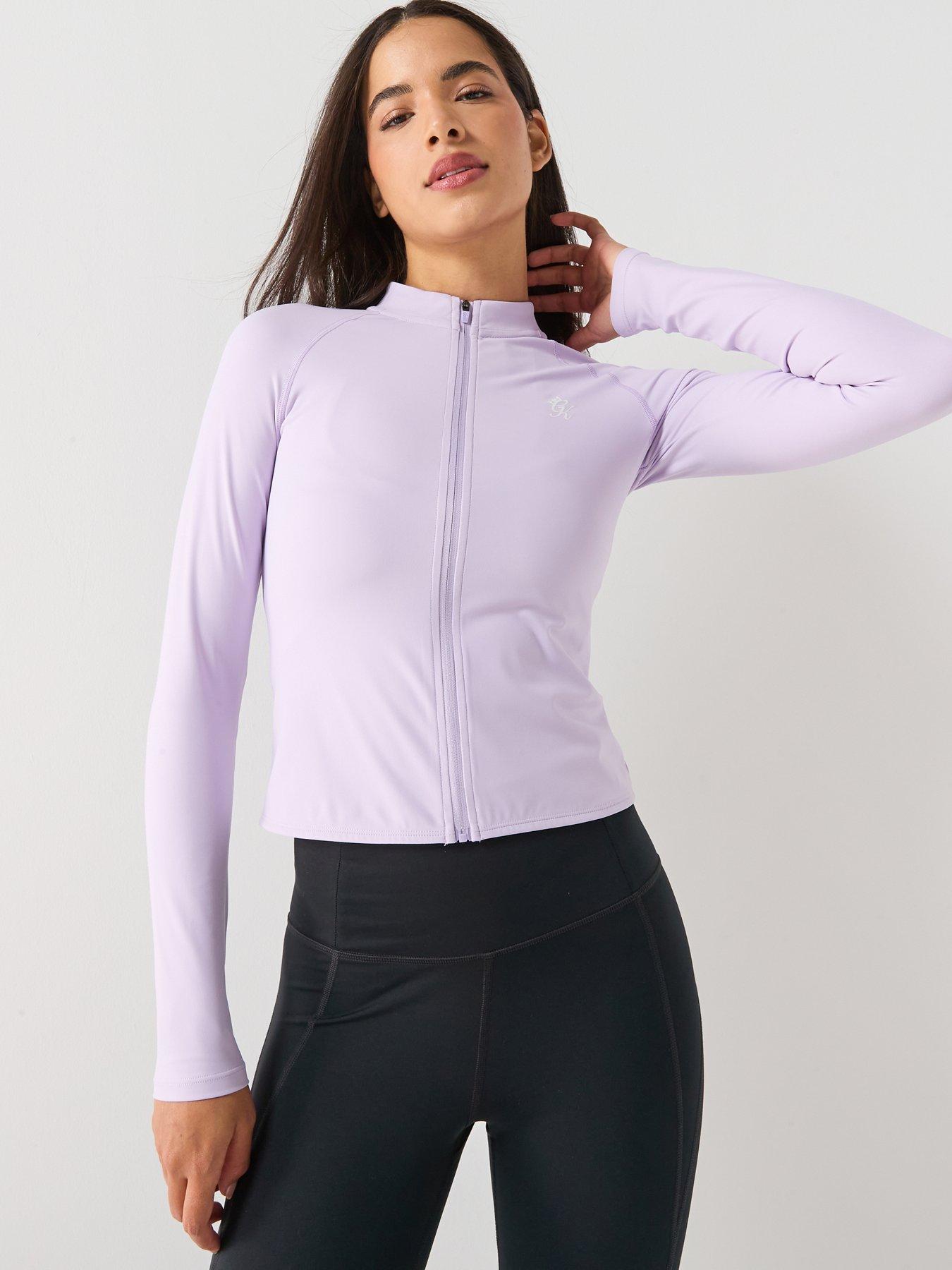 Gym King Womens 365 Full Zip Funnel Neck Top - Purple