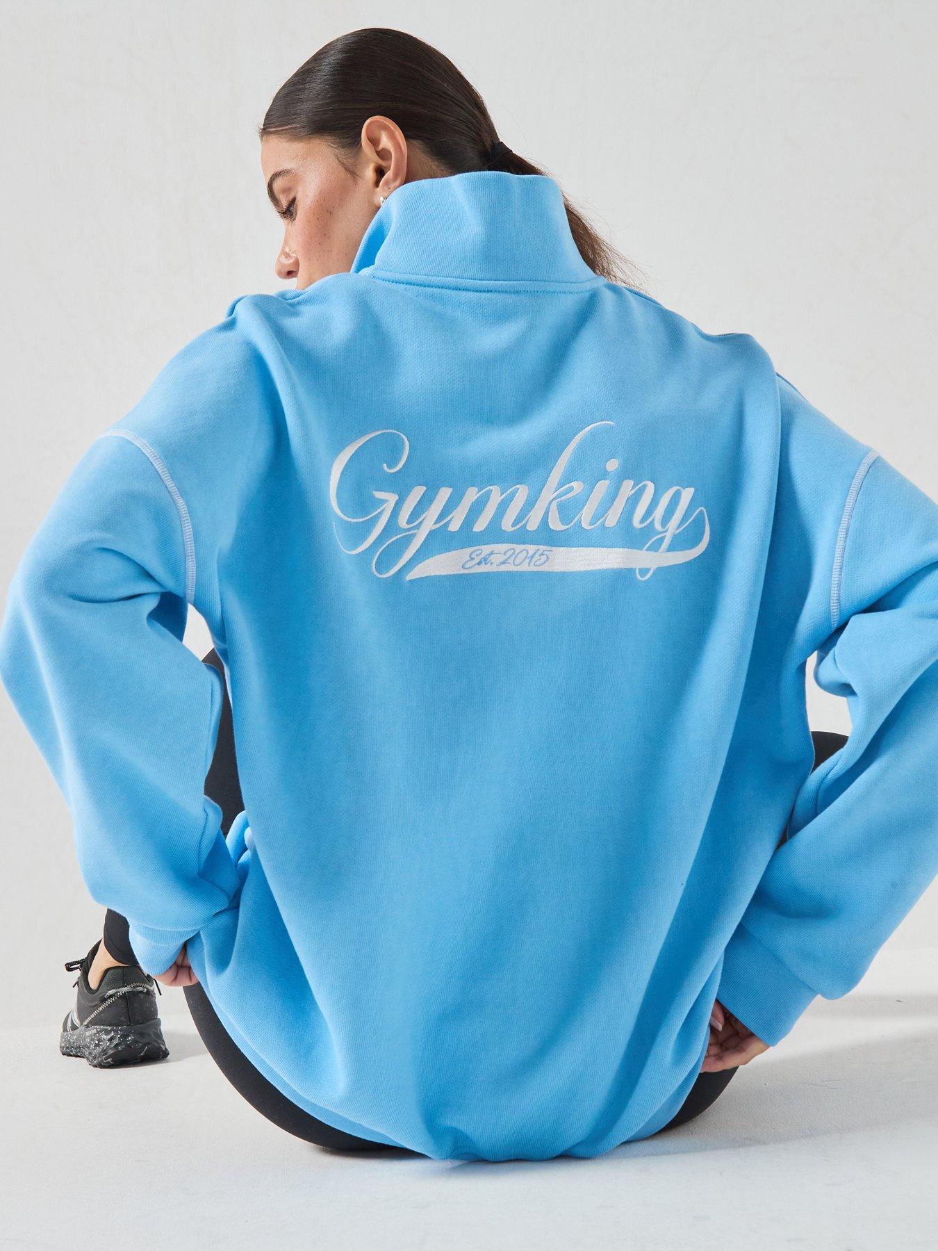 Gym King Womens Renew Flatlock 1/4 Zip Funnel Sweatshirt - Blue