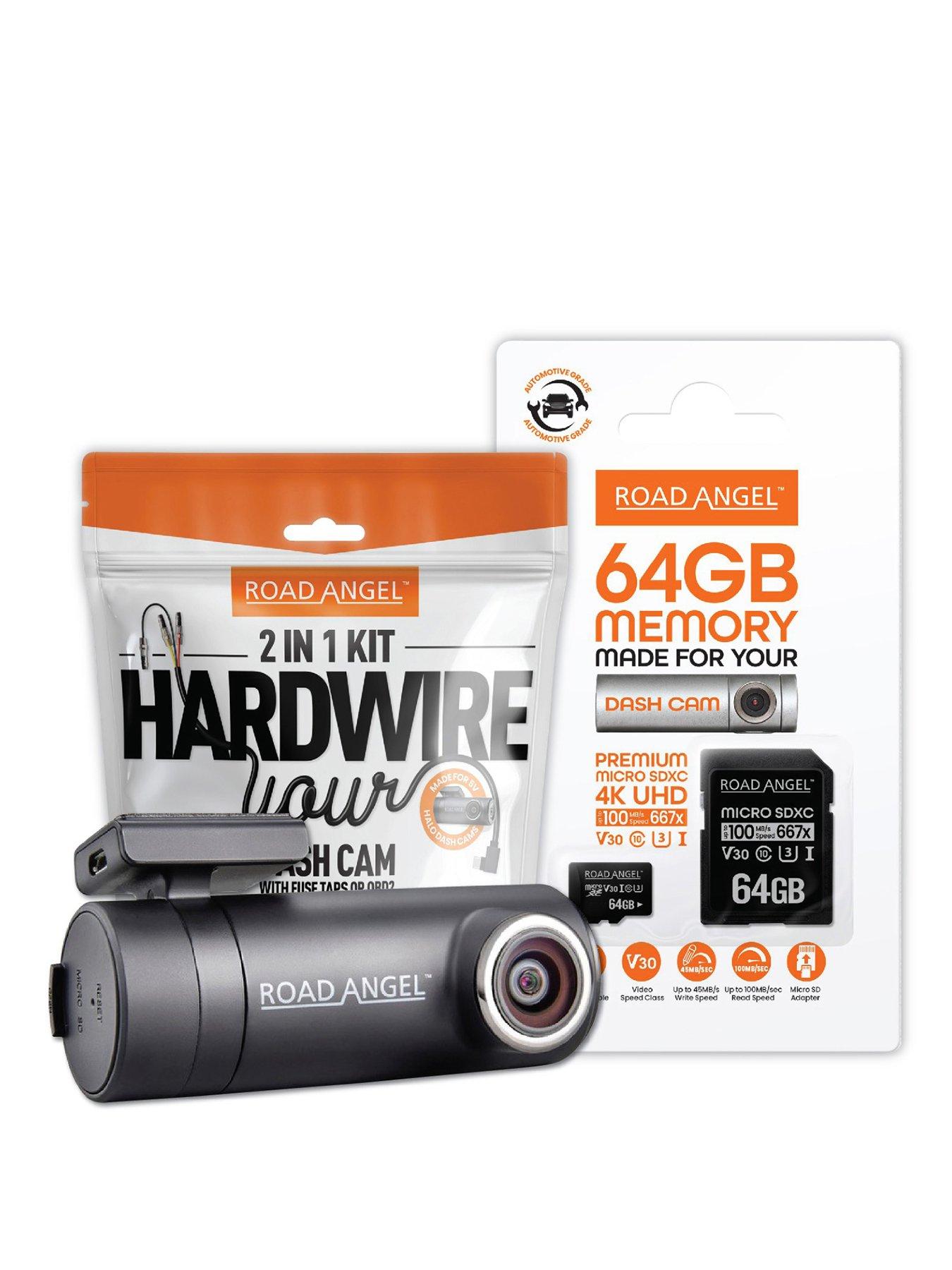 Road Angel Halo Drive 2 1440p Dash Cam with 64GB MicroSD Card  &  Hardwiring Kit
