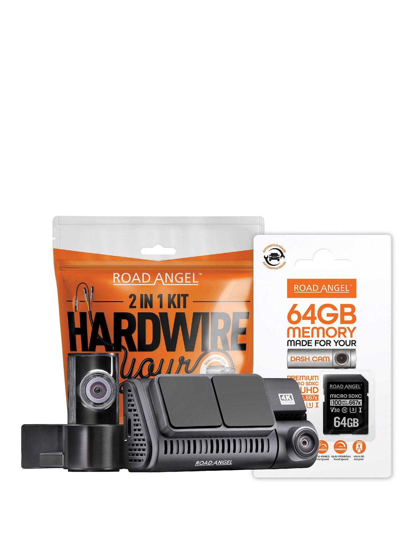 Road Angel Halo Ultima Dual Deluxe 4K Dash Cam with 64GB MicroSD Card  &  Hardwiring Kit