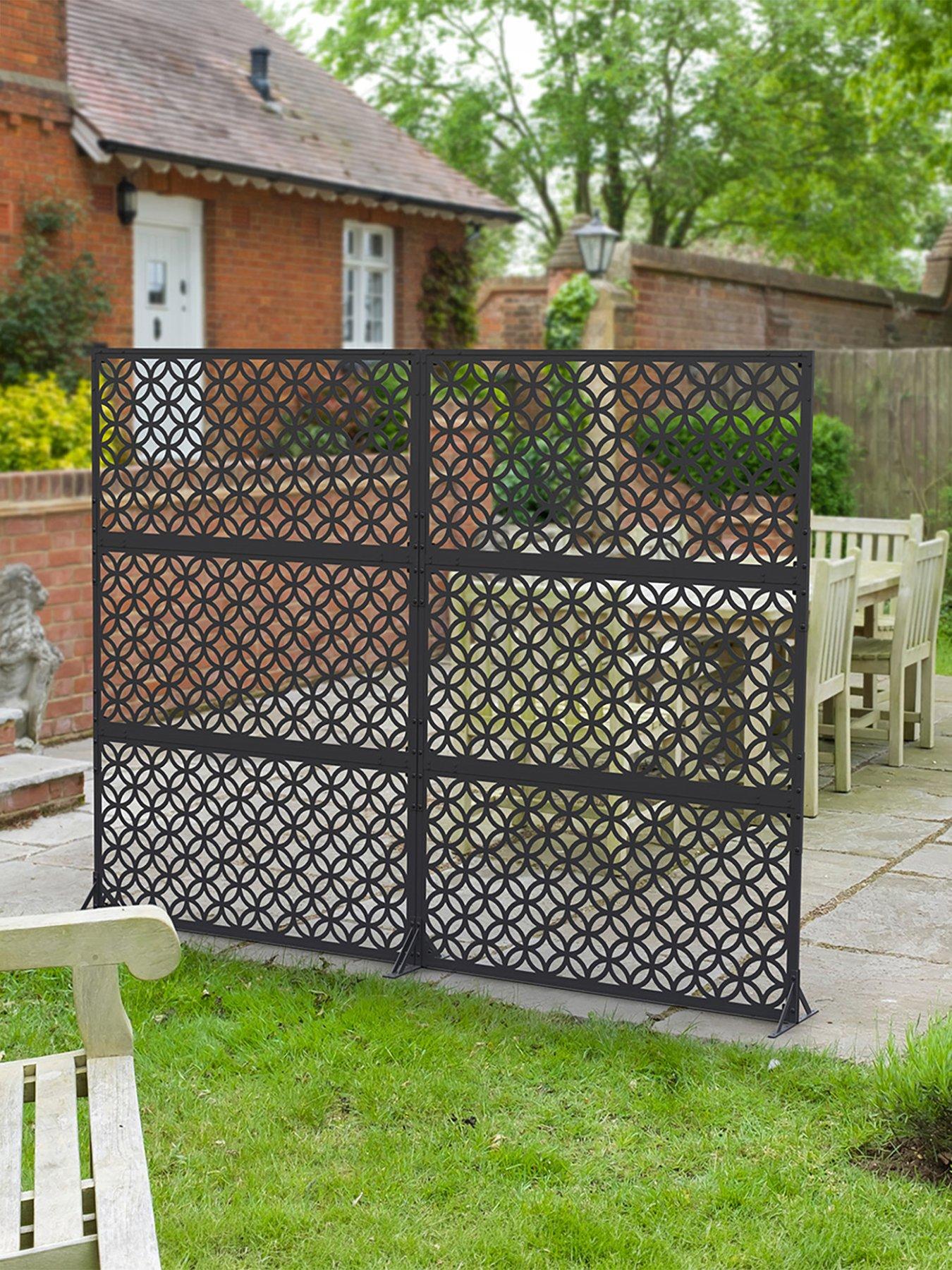 Panacea Geo Circles Garden Screen 120 X 60 Cm Black