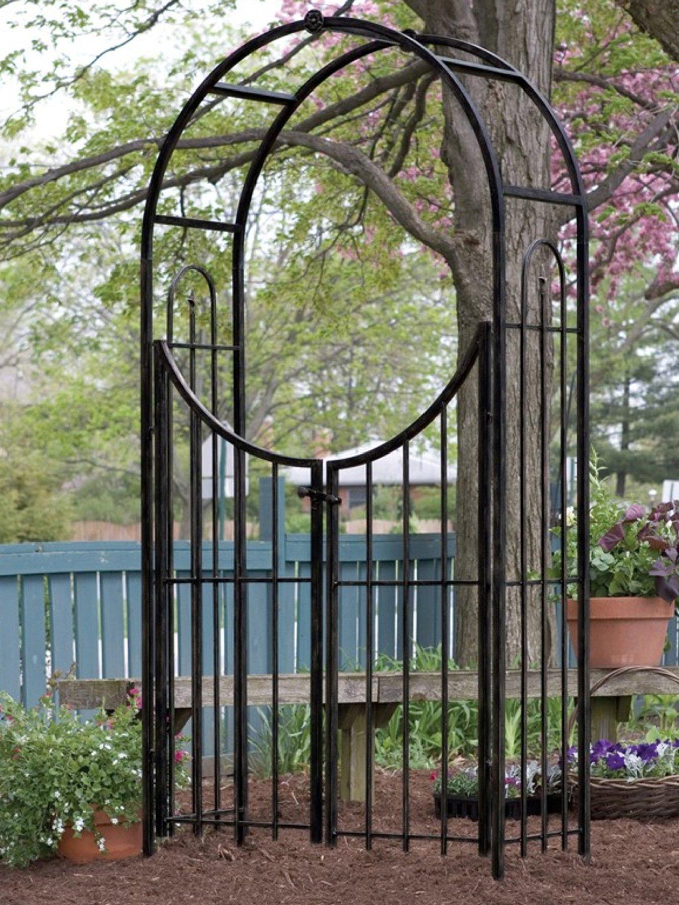 Panacea Arched Top Garden Arch With Gate Black