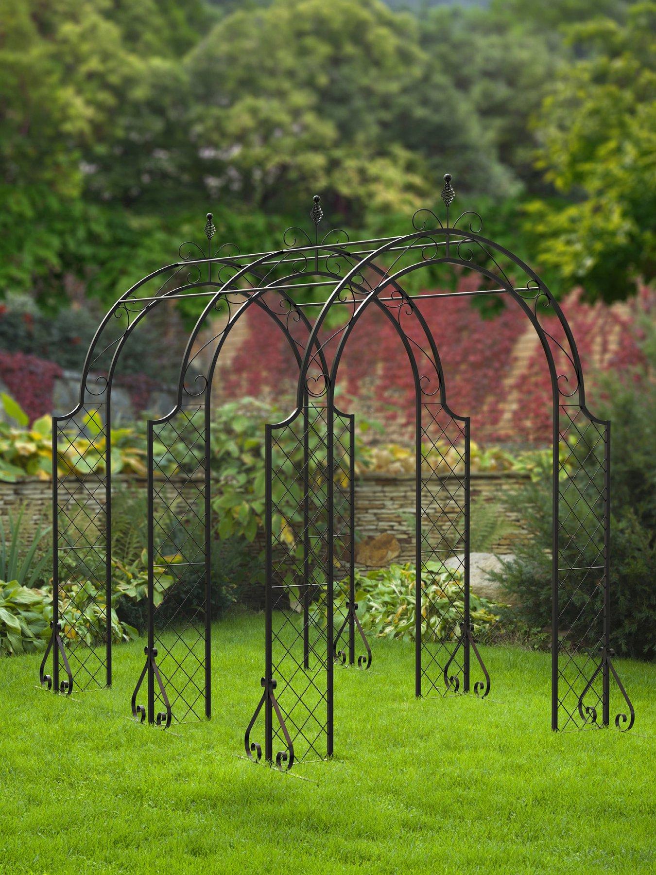 panacea-3-section-lattice-arbour-with-connecting-pieces-black