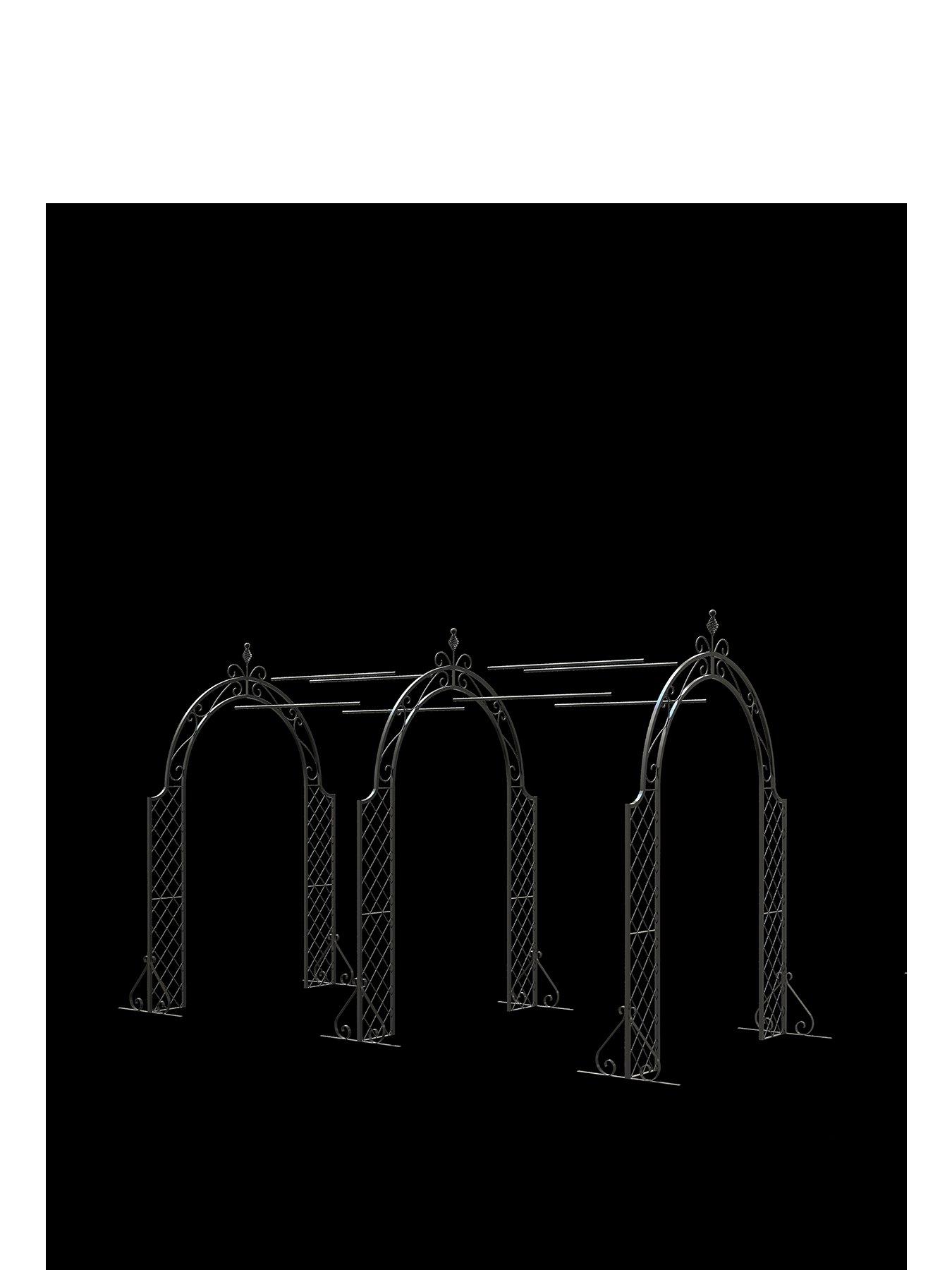  image of panacea-3-section-lattice-arbour-with-connecting-pieces-black