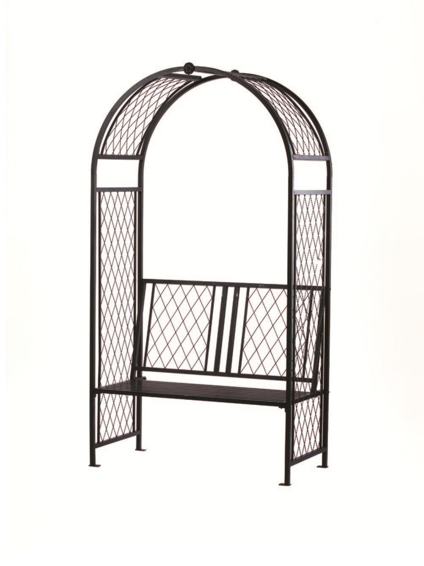  image of panacea-lattice-arch-with-bench-black