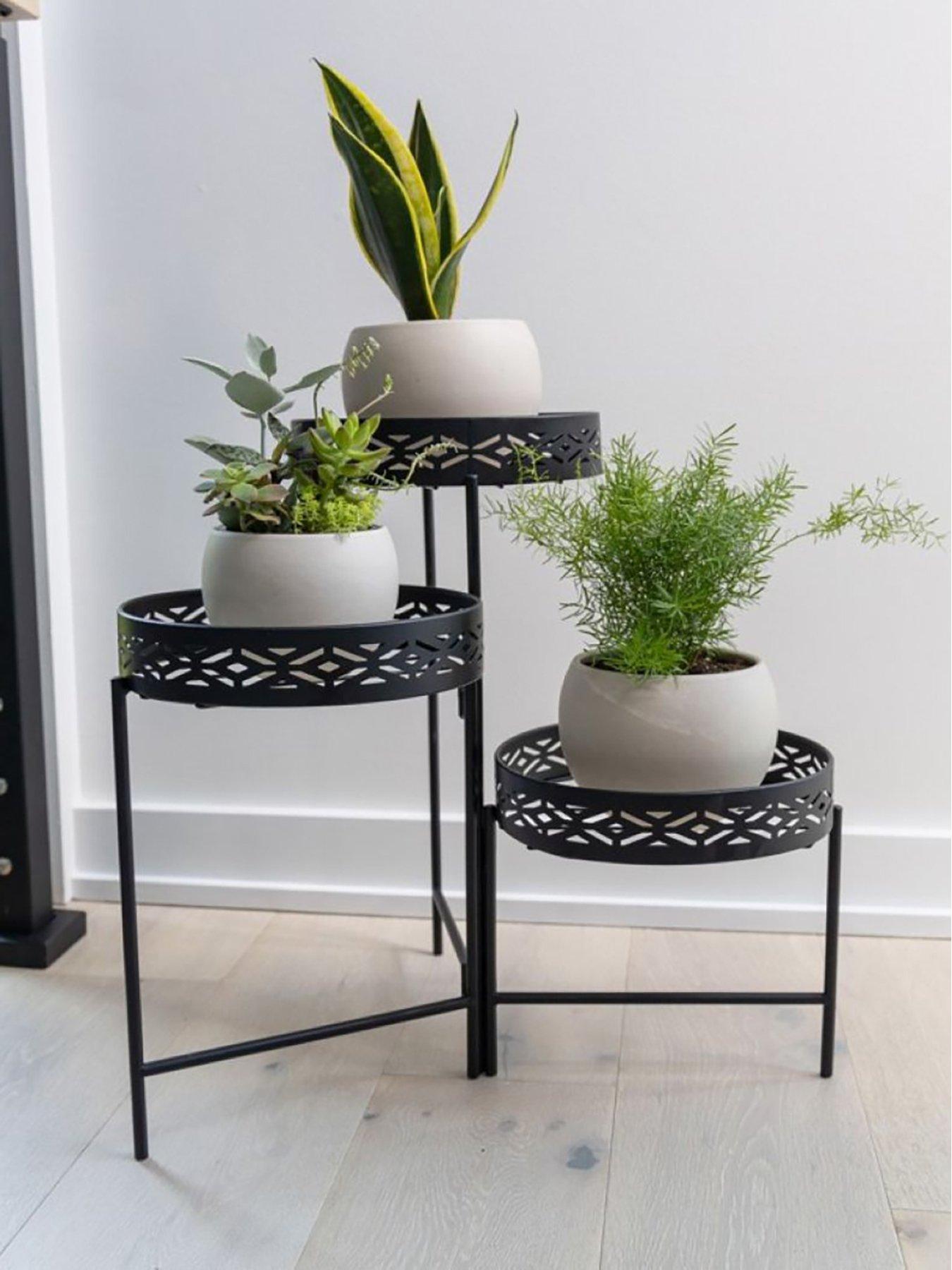 panacea-nordic-habitat-3-tier-plant-stand-with-diamond-pattern-black