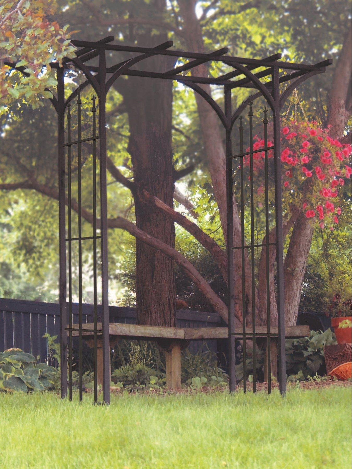  image of panacea-flat-top-garden-arch-with-finials