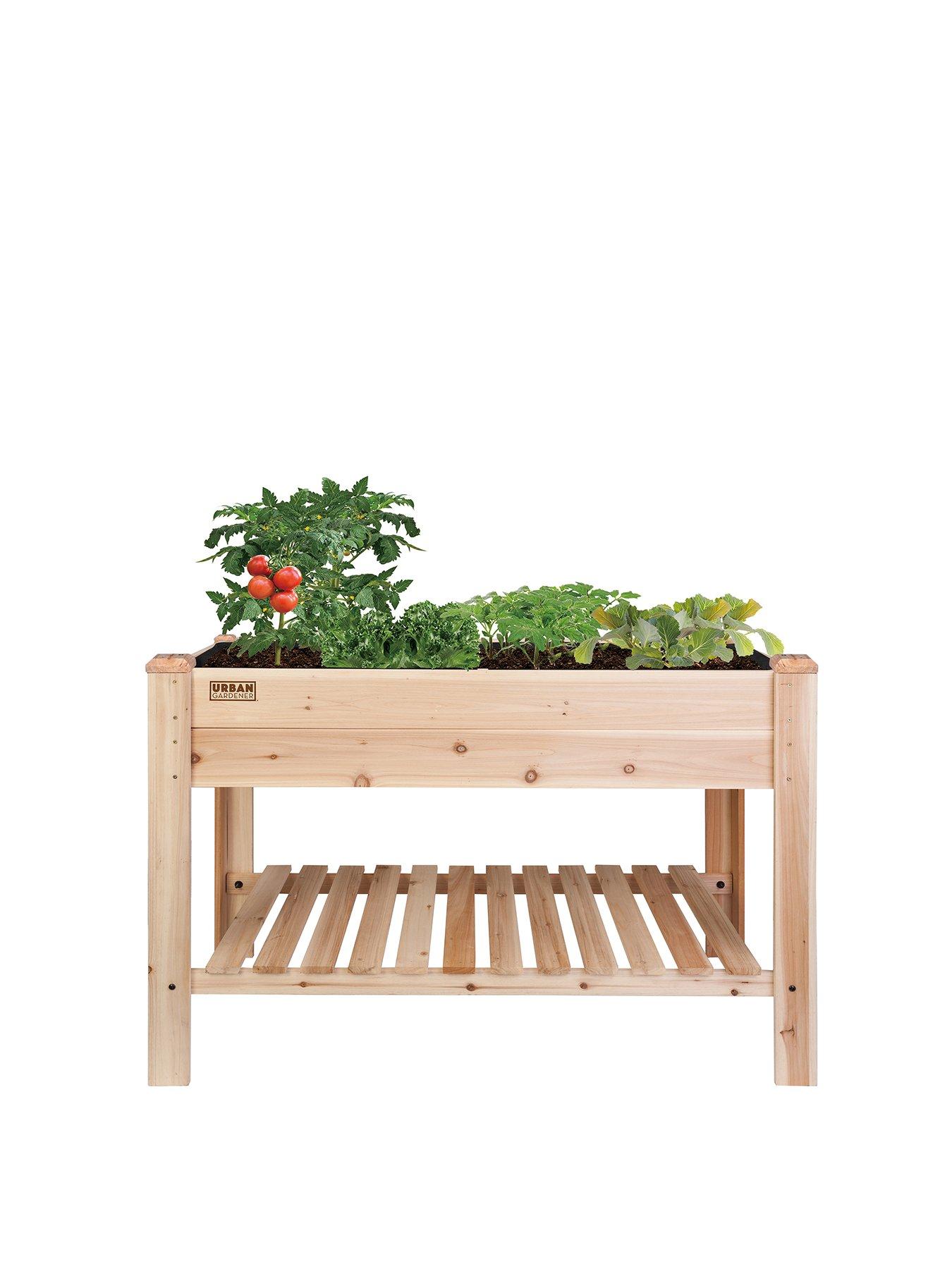 Image 2 of 2 of Panacea CEDAR ELEVATED GARDEN PLANTER WITH LINER AND SHELF