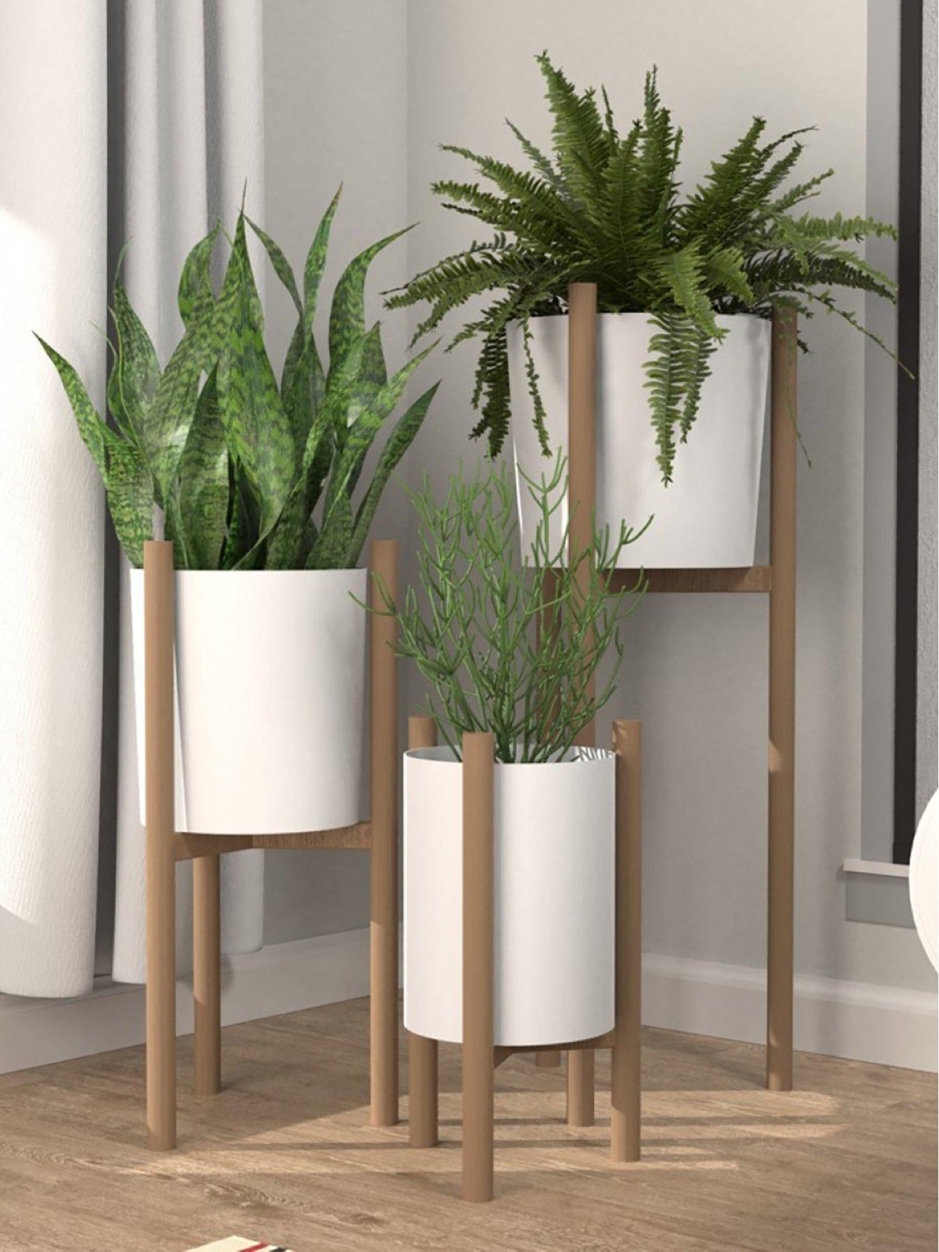 panacea-nordic-habitat-tin-3-piece-planner-and-plant-stand-set-white