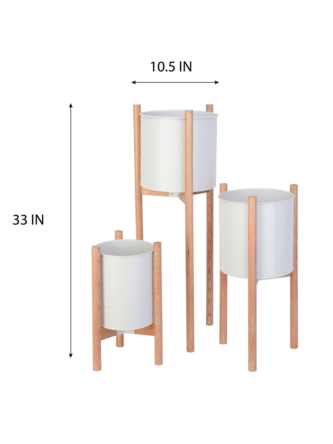 Image 3 of 3 of Panacea Nordic Habitat Tin 3 Piece Planner And Plant Stand Set White