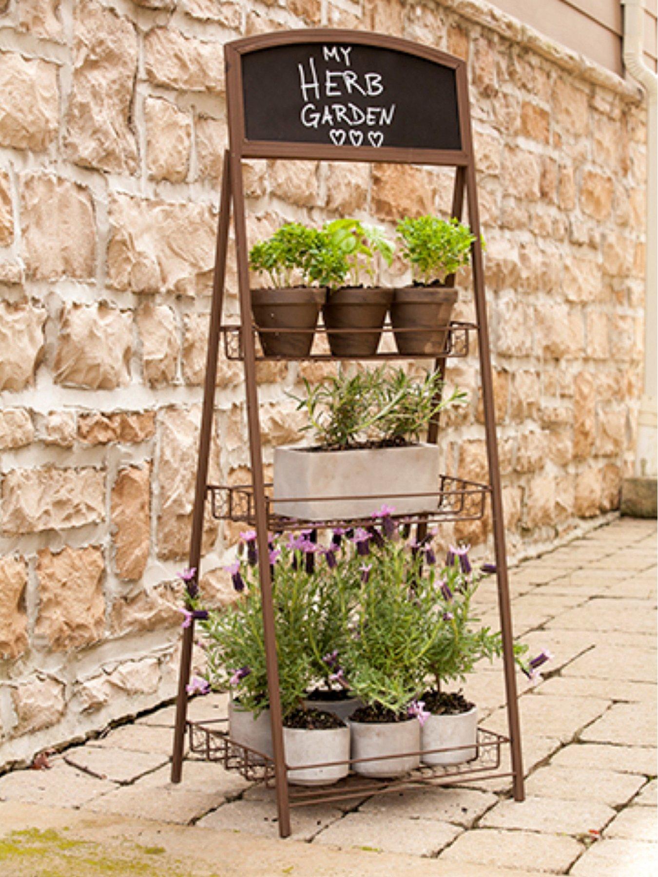 Panacea 3 Tier Rustic Folding Chalkboard Plant Stand