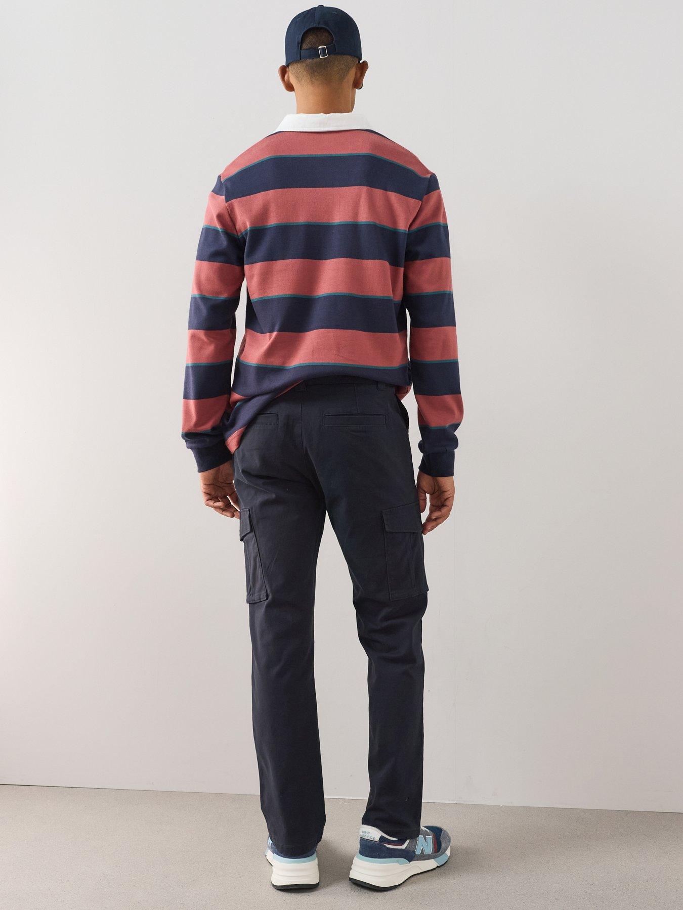 Image 2 of 7 of The Very Collection Men's Tapered Fit Cargo Trousers With Stretch - Navy