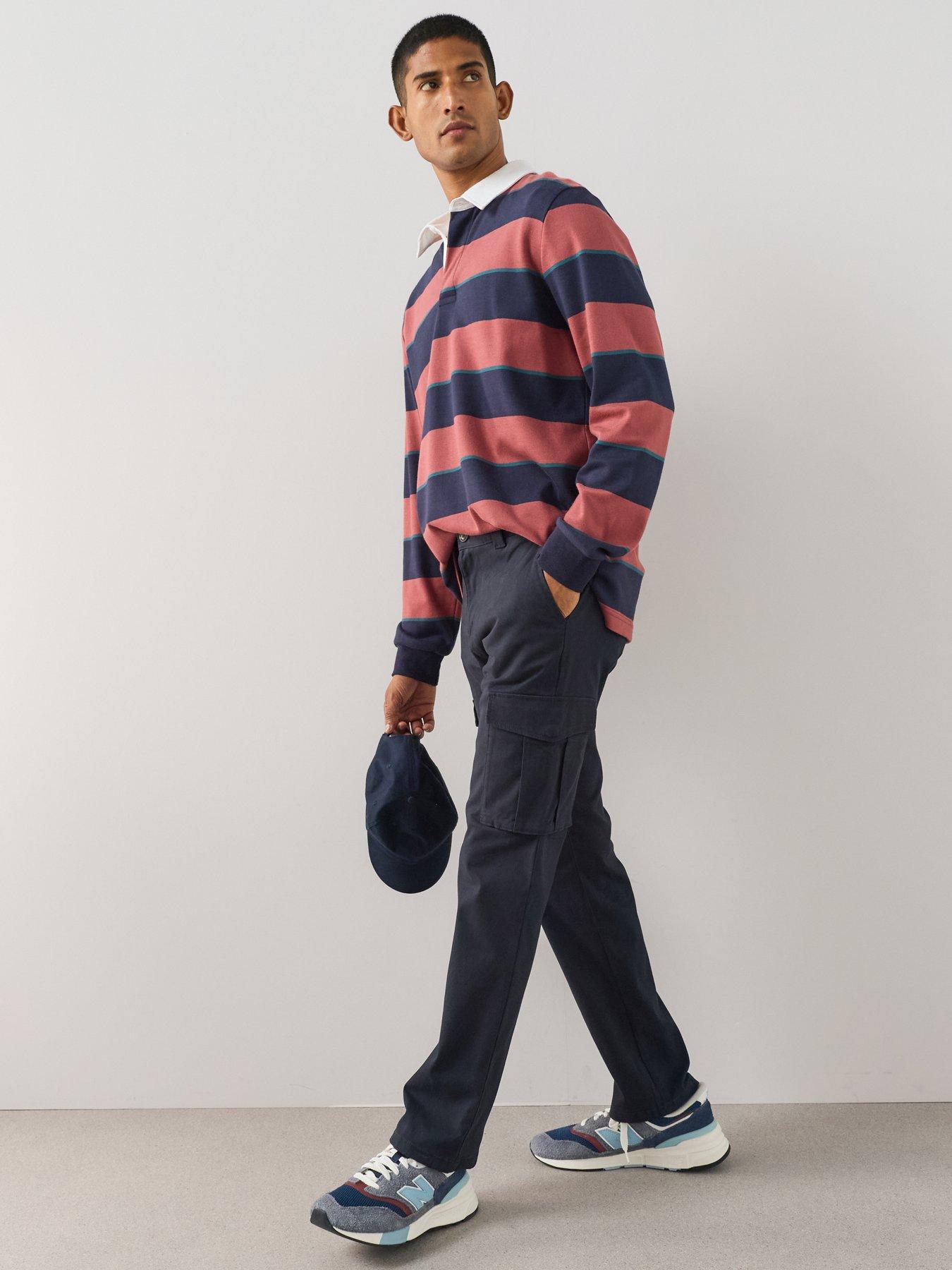Image 3 of 7 of The Very Collection Men's Tapered Fit Cargo Trousers With Stretch - Navy