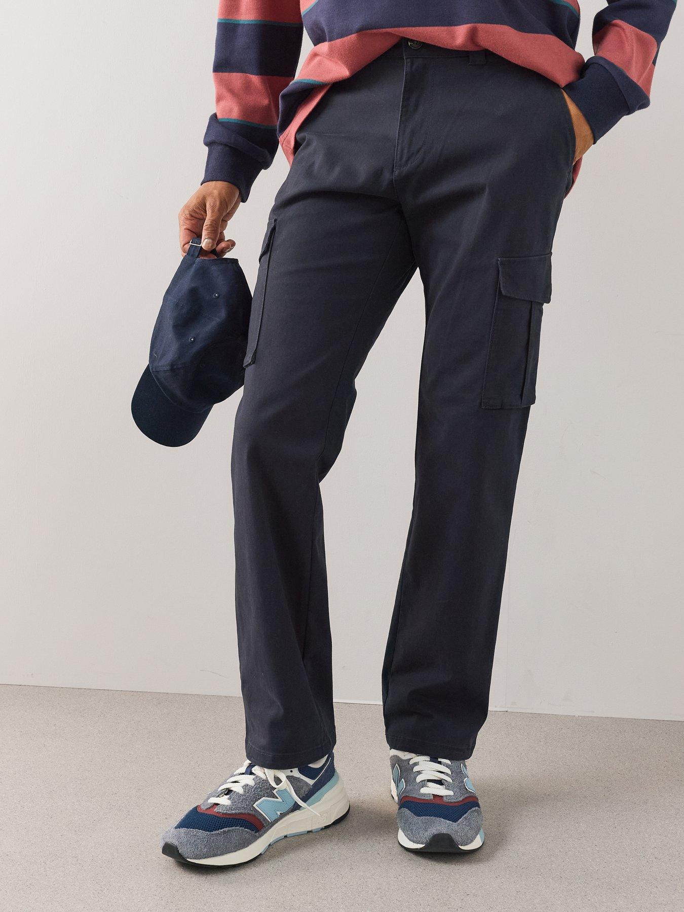 Image 4 of 7 of The Very Collection Men's Tapered Fit Cargo Trousers With Stretch - Navy