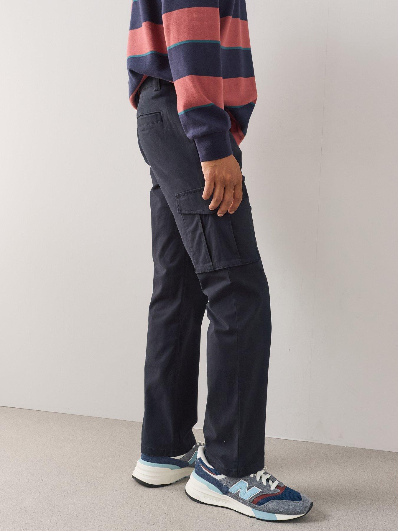 Image 6 of 7 of The Very Collection Men's Tapered Fit Cargo Trousers With Stretch - Navy
