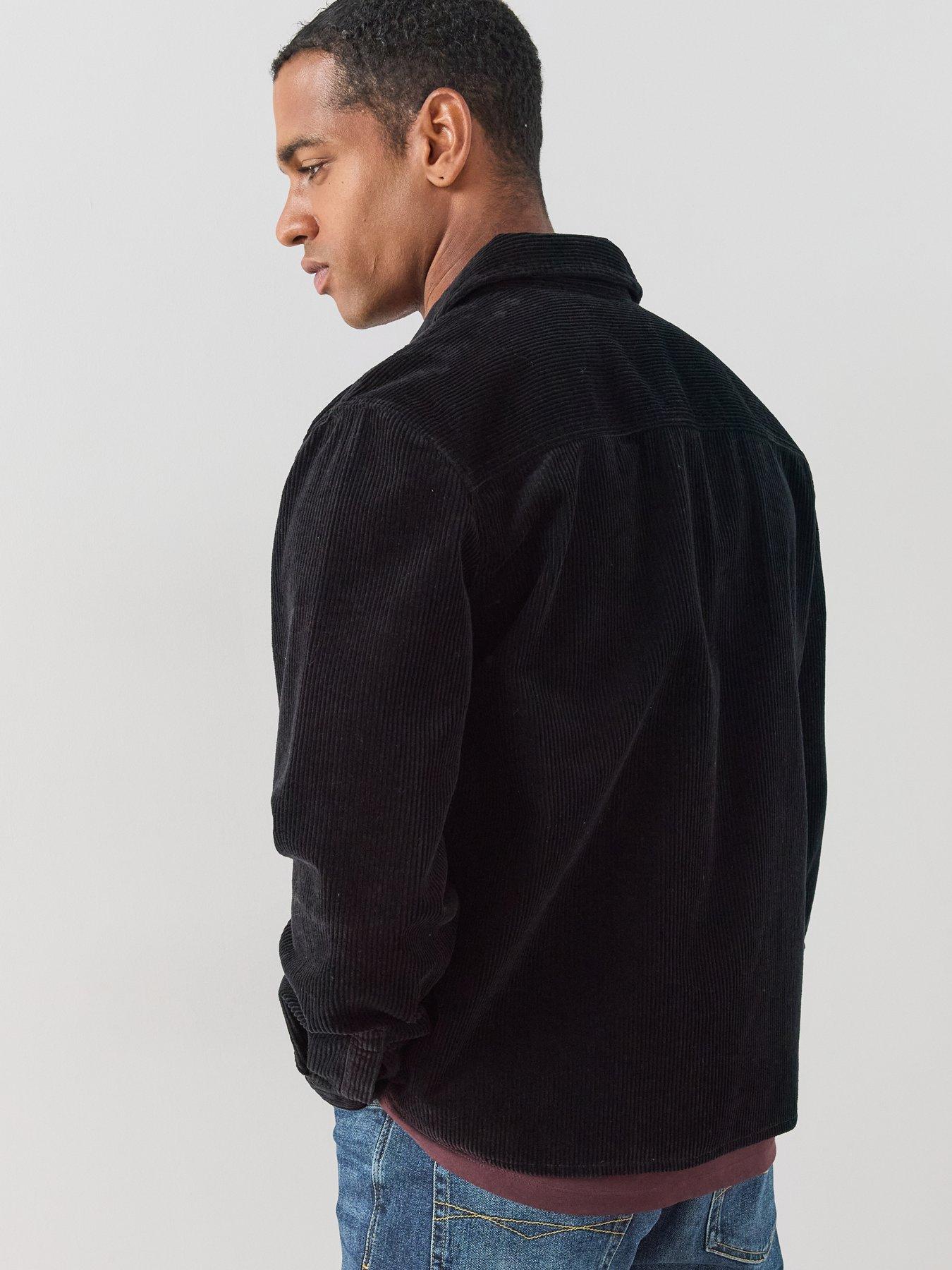 Image 2 of 7 of The Very Collection Pure Cotton Zip Through Pocket Front Cord Shirt - Black