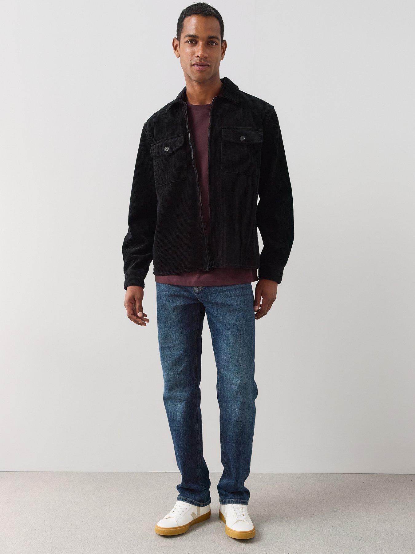 Image 3 of 7 of The Very Collection Pure Cotton Zip Through Pocket Front Cord Shirt - Black