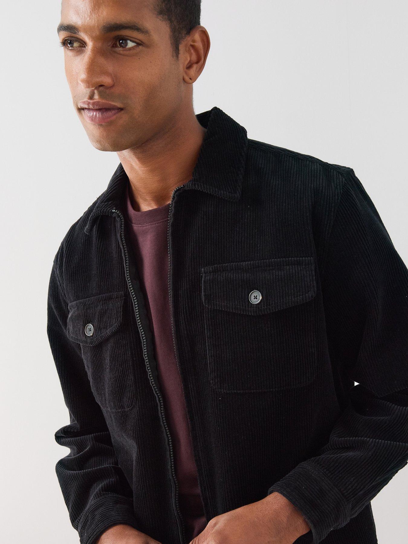 Image 4 of 7 of The Very Collection Pure Cotton Zip Through Pocket Front Cord Shirt - Black