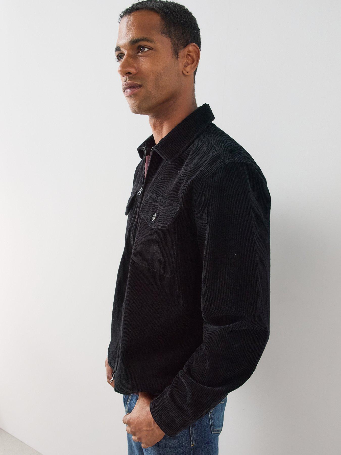 Image 5 of 7 of The Very Collection Pure Cotton Zip Through Pocket Front Cord Shirt - Black