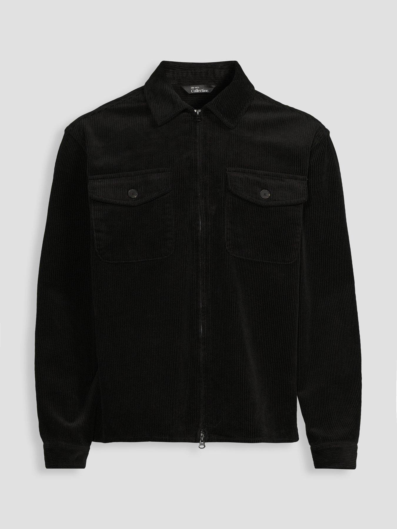 Image 7 of 7 of The Very Collection Pure Cotton Zip Through Pocket Front Cord Shirt - Black