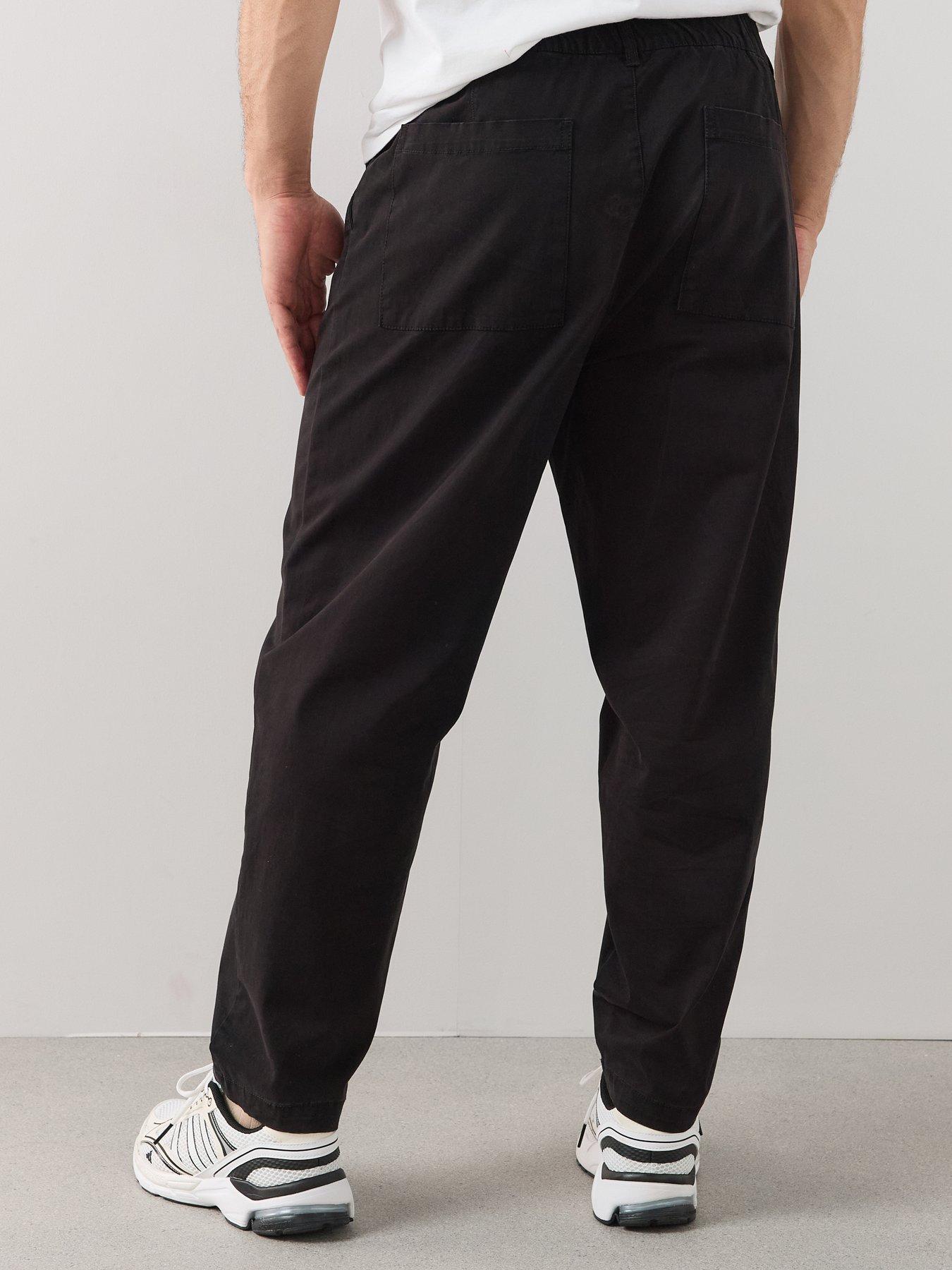 Image 2 of 7 of The Very Collection Cotton Rich Elasticated Waist Tapered Trousers - Black