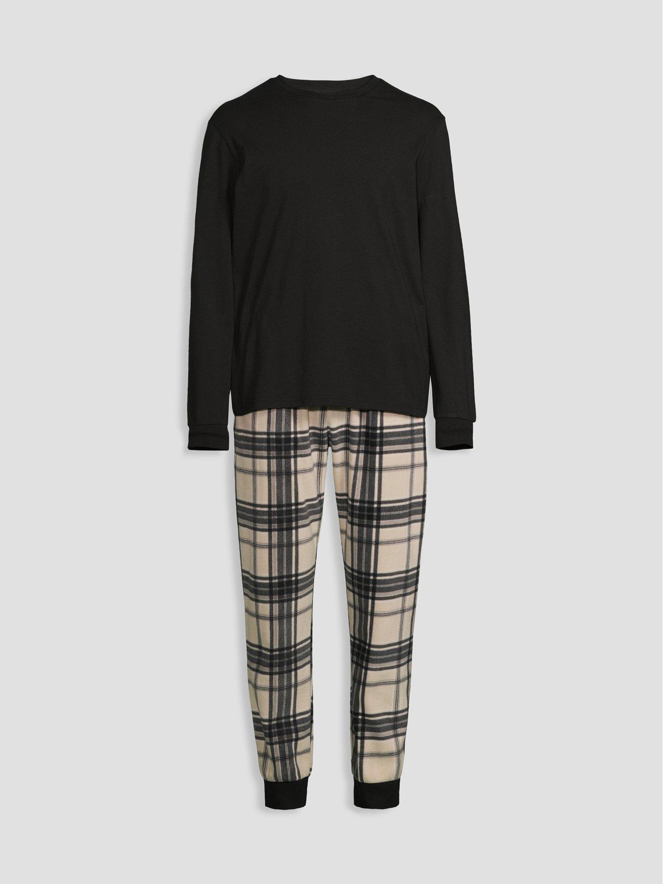 Image 7 of 7 of The Very Collection Men's Cosy Checked Waffle Pyjama Set -&nbsp;Ecru/Black