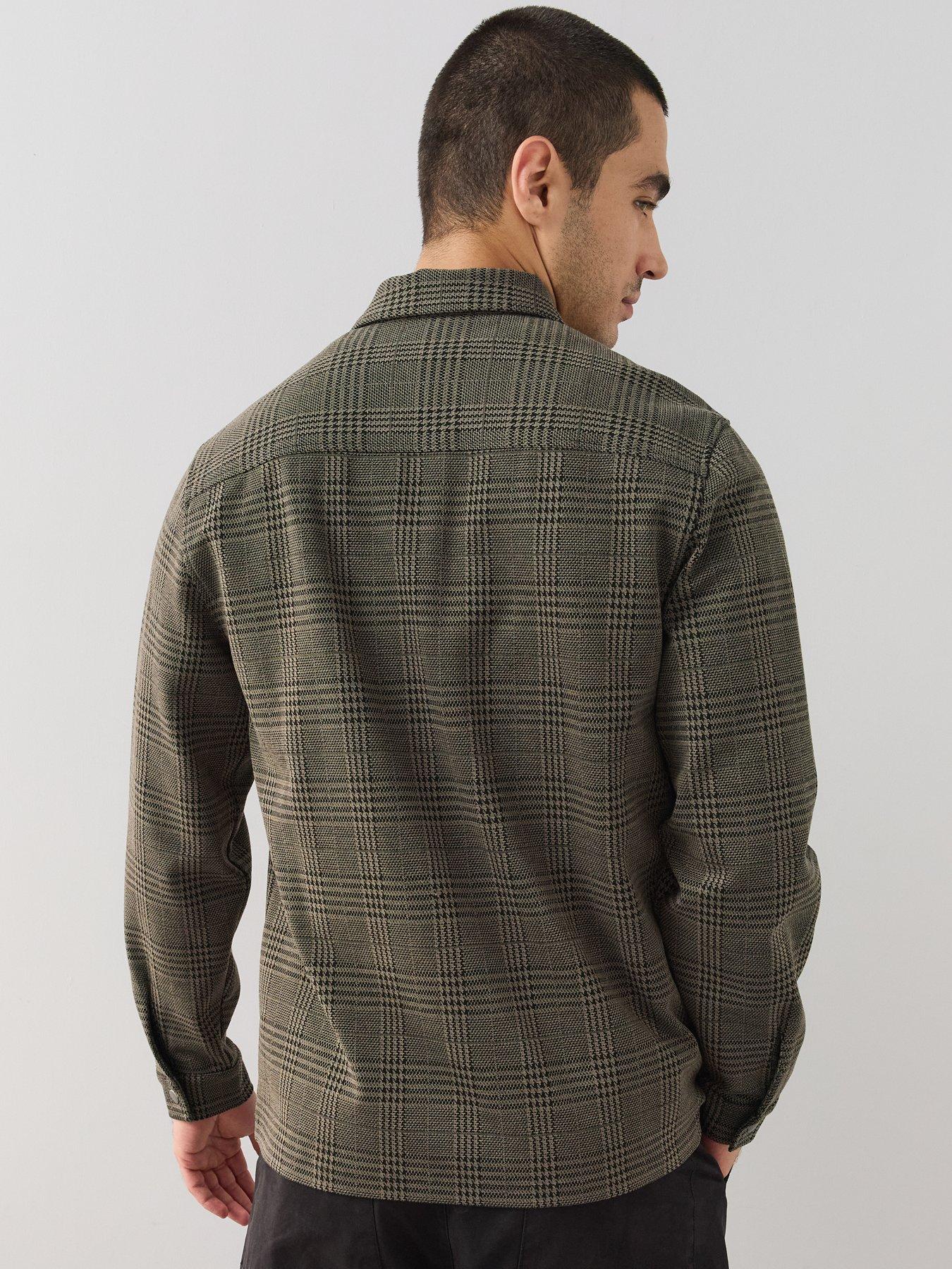 Image 2 of 7 of The Very Collection Houndstooth Checked Jersey Overshirt - Brown