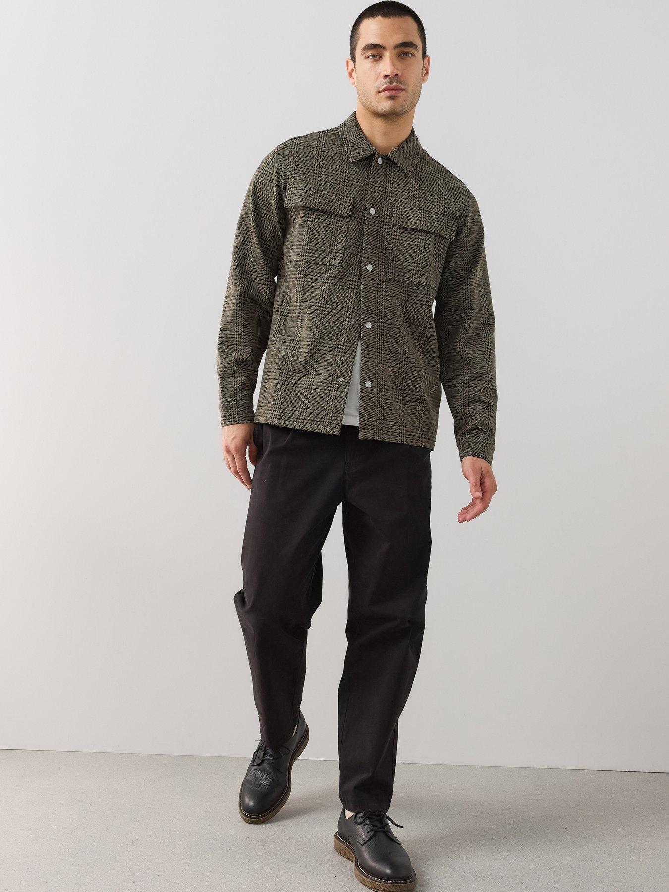 Image 3 of 7 of The Very Collection Houndstooth Checked Jersey Overshirt - Brown