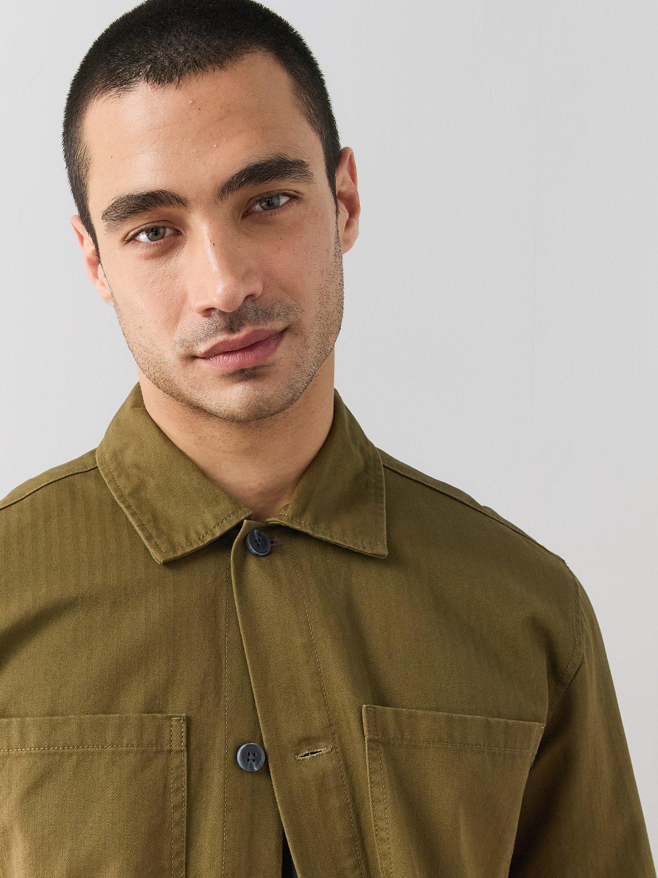 Image 4 of 7 of The Very Collection Pure Cotton Twill Button Through Overshirt - Dark Olive