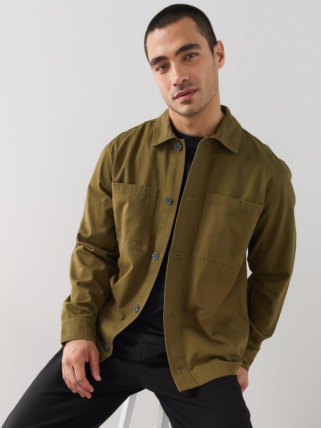 Image 5 of 7 of The Very Collection Pure Cotton Twill Button Through Overshirt - Dark Olive