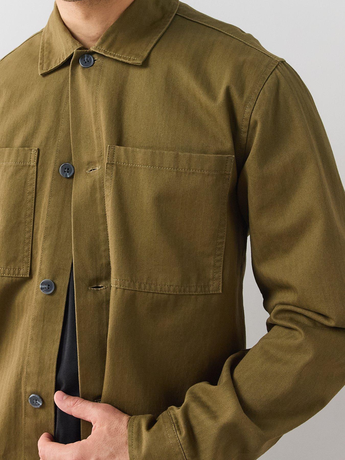 Image 6 of 7 of The Very Collection Pure Cotton Twill Button Through Overshirt - Dark Olive