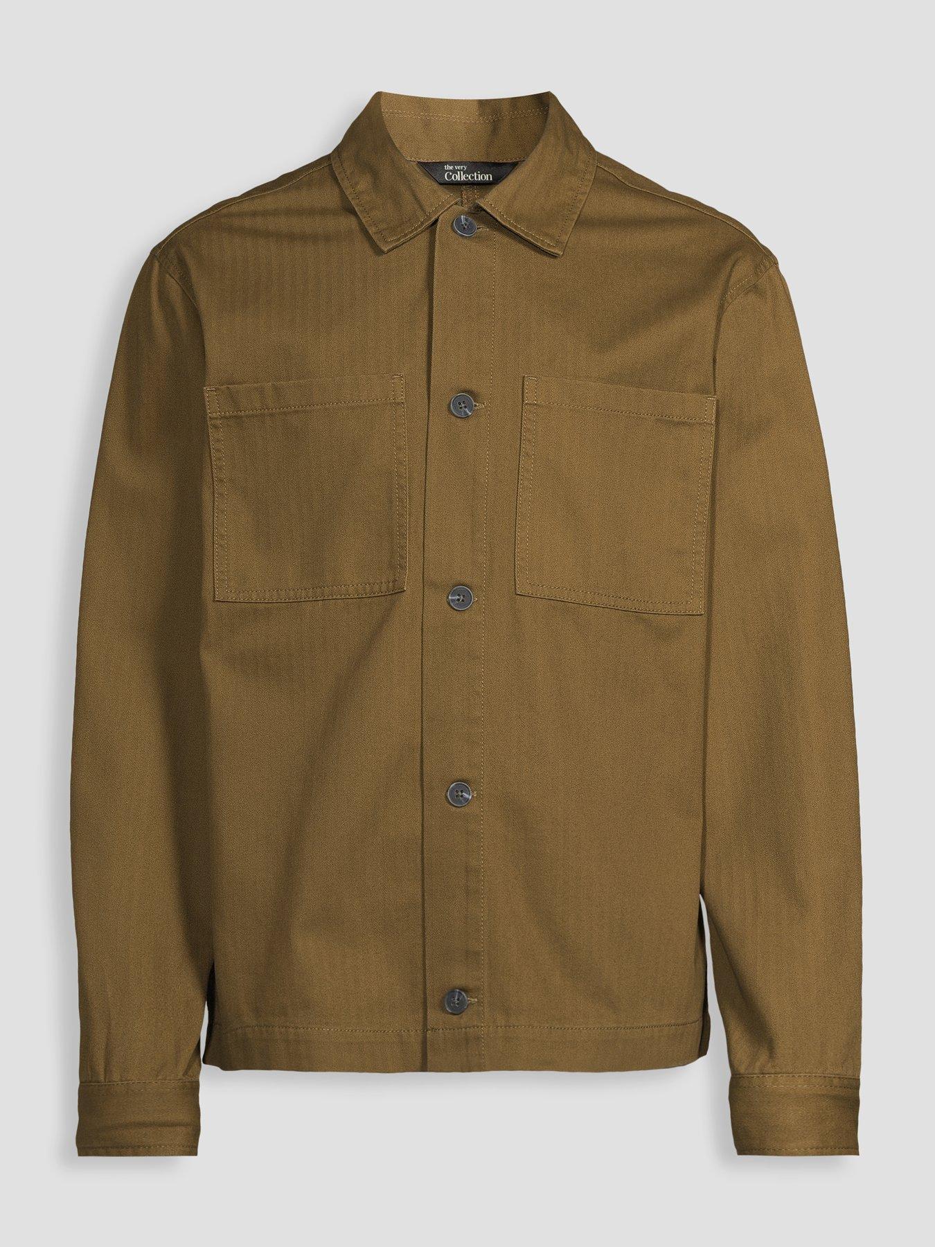 Image 7 of 7 of The Very Collection Pure Cotton Twill Button Through Overshirt - Dark Olive