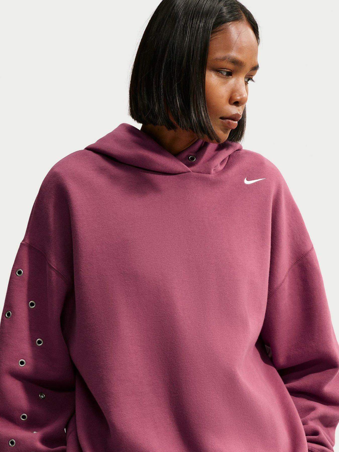Image 1 of 6 of Nike Womens Studio Fleece Oversized Overhead Hoodie - Pink