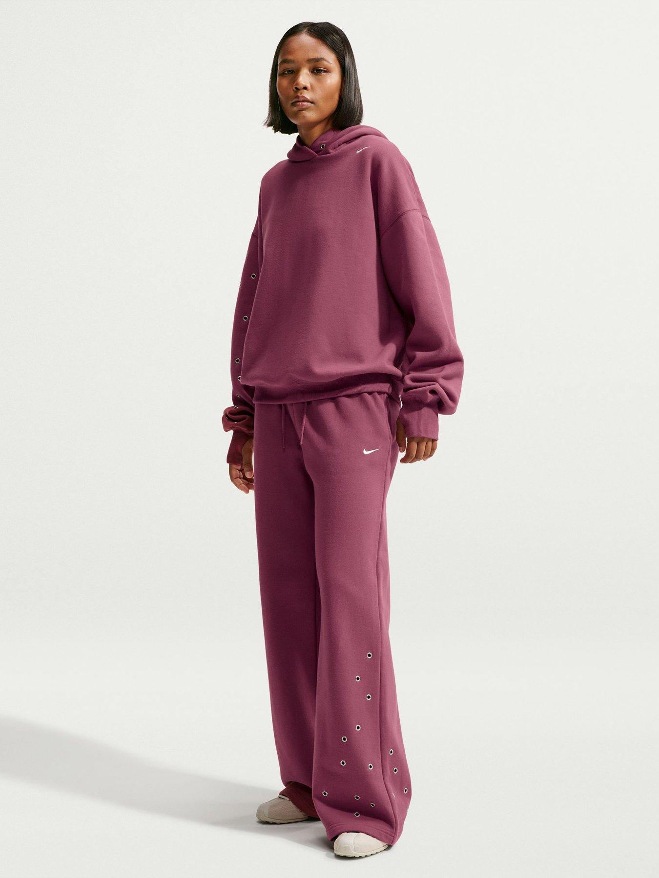 Image 3 of 6 of Nike Womens Studio Fleece Oversized Overhead Hoodie - Pink